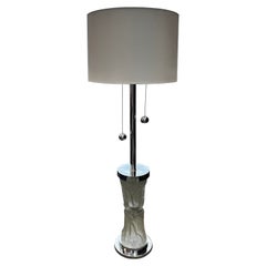 Vintage Mid-Century Modern Chrome and Frosted Glass Floor Lamp