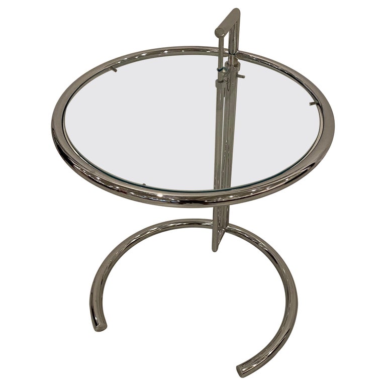 MidCentury Modern Chrome and Glass Adjustable Table For Sale at