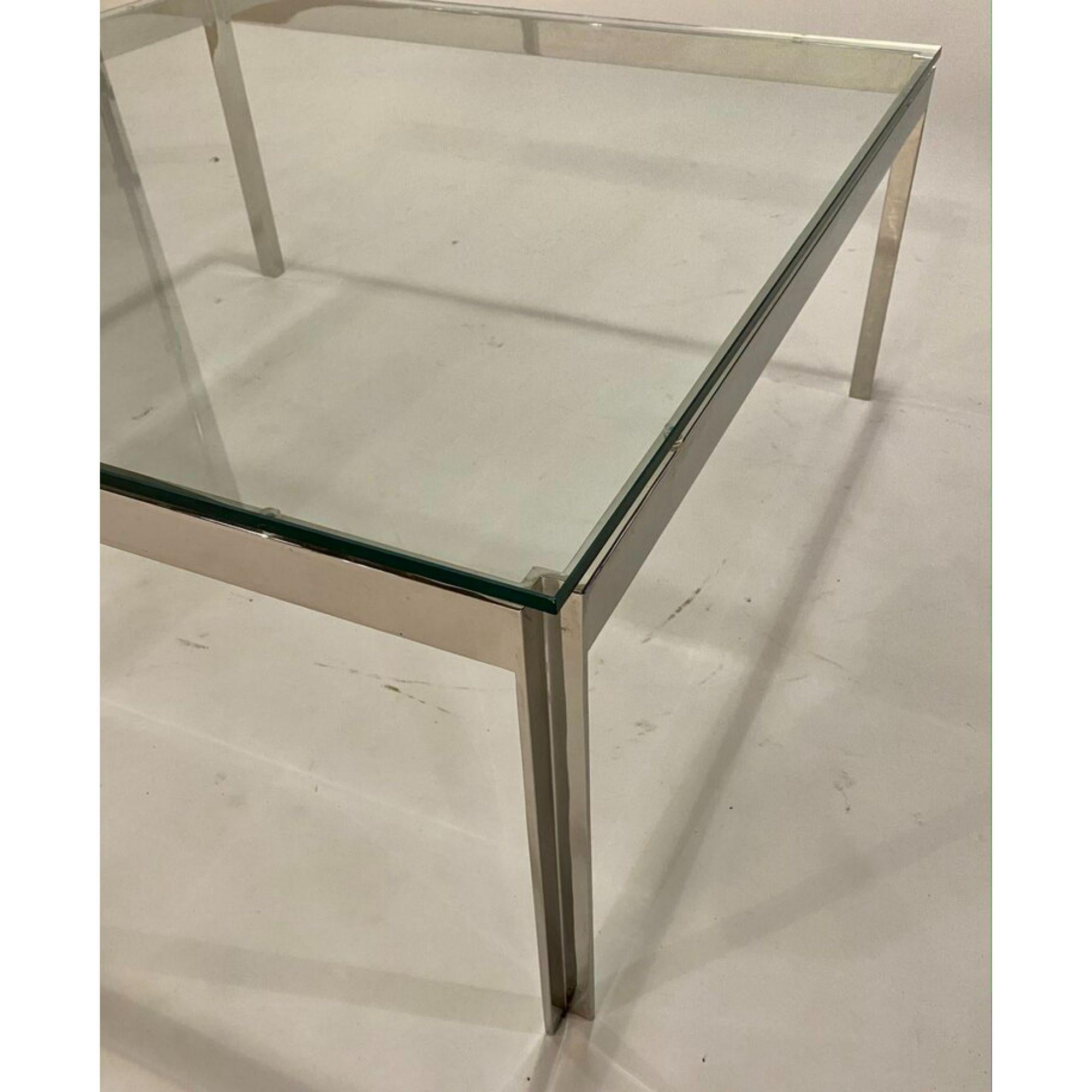 20th Century Mid-Century Modern Chrome and Glass Cocktail Table For Sale