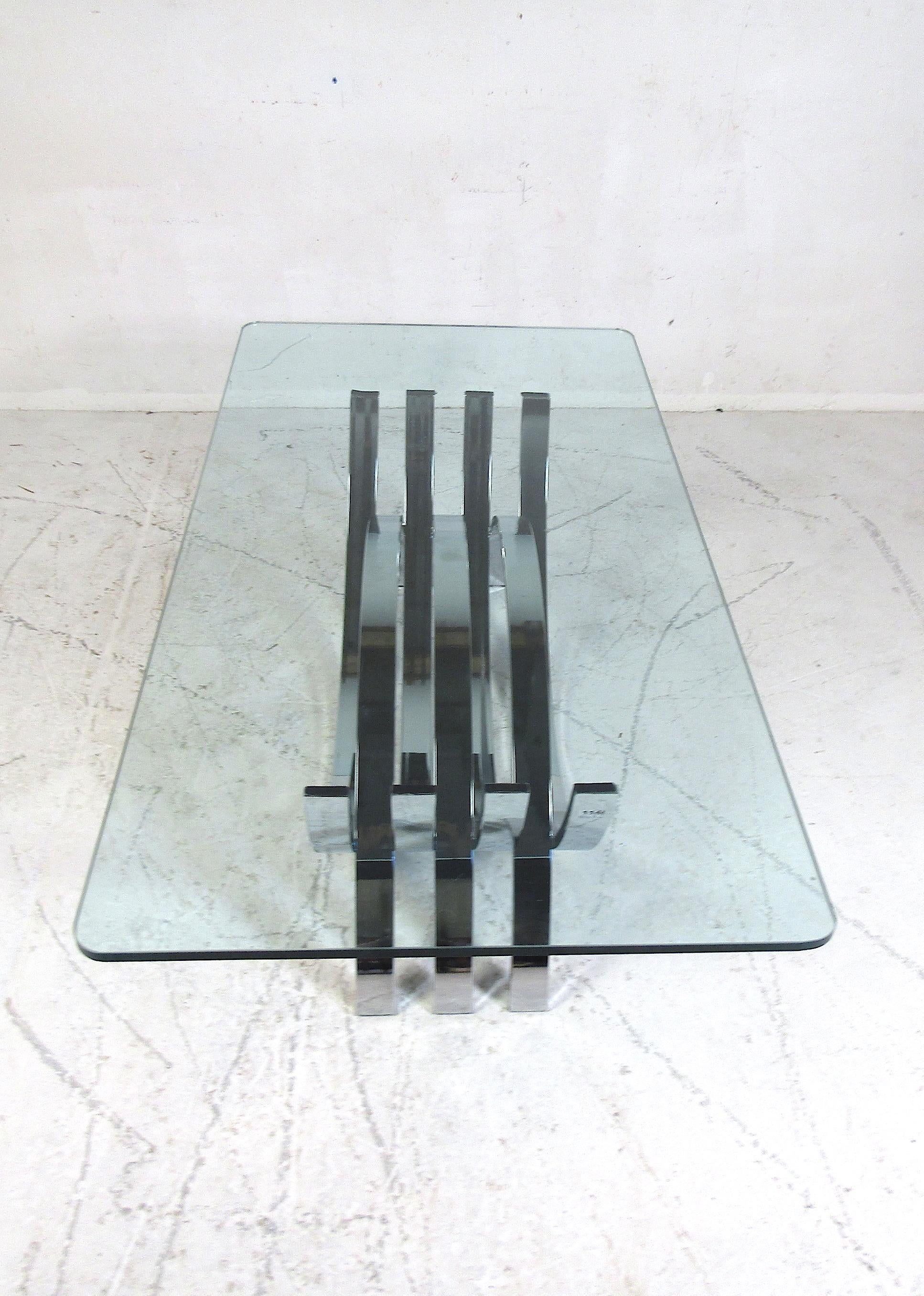 Mid-Century Modern Chrome and Glass Coffee Table by DIA For Sale 2