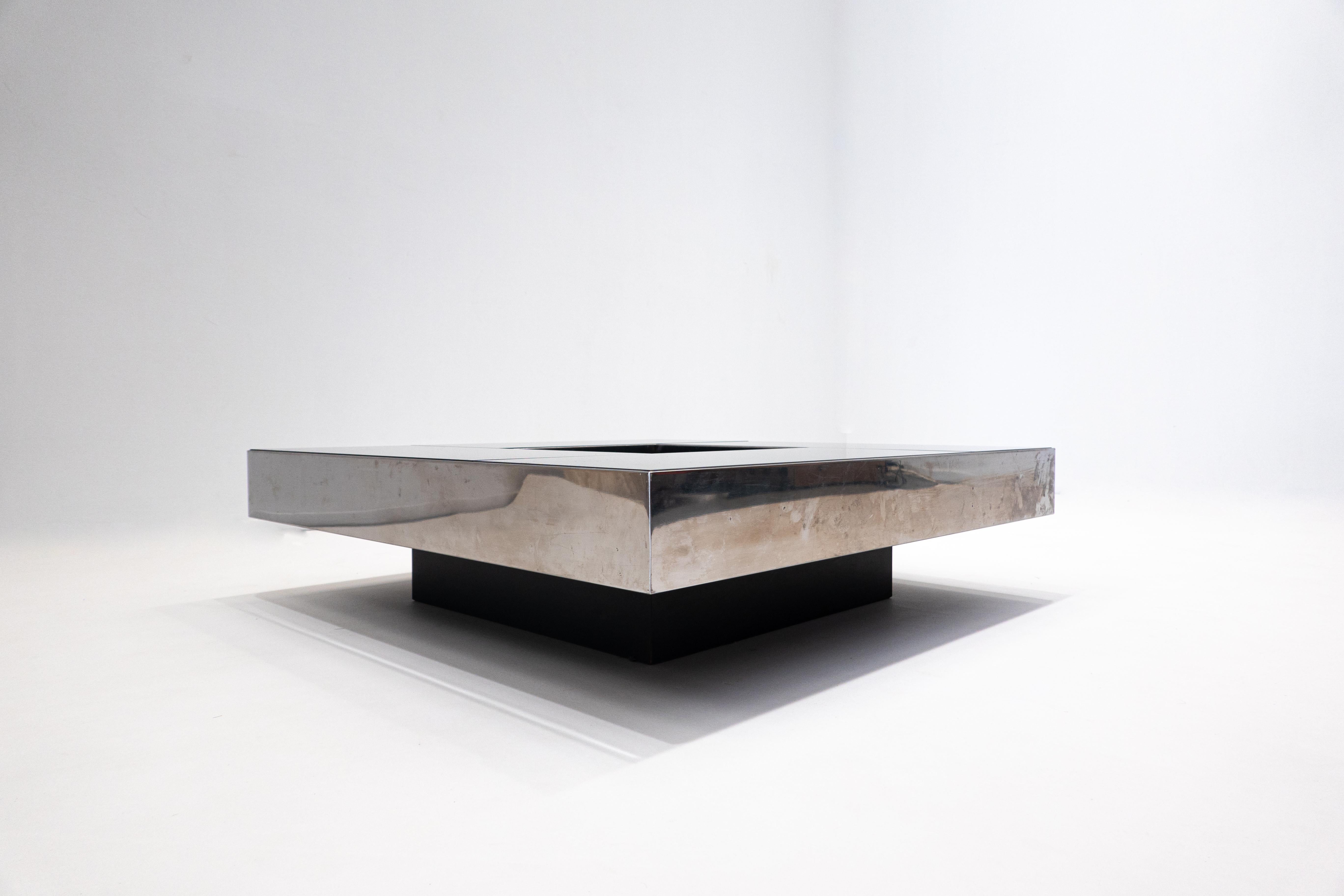 Mid-Century Modern chrome and glass coffee table, Italy, 1970s.