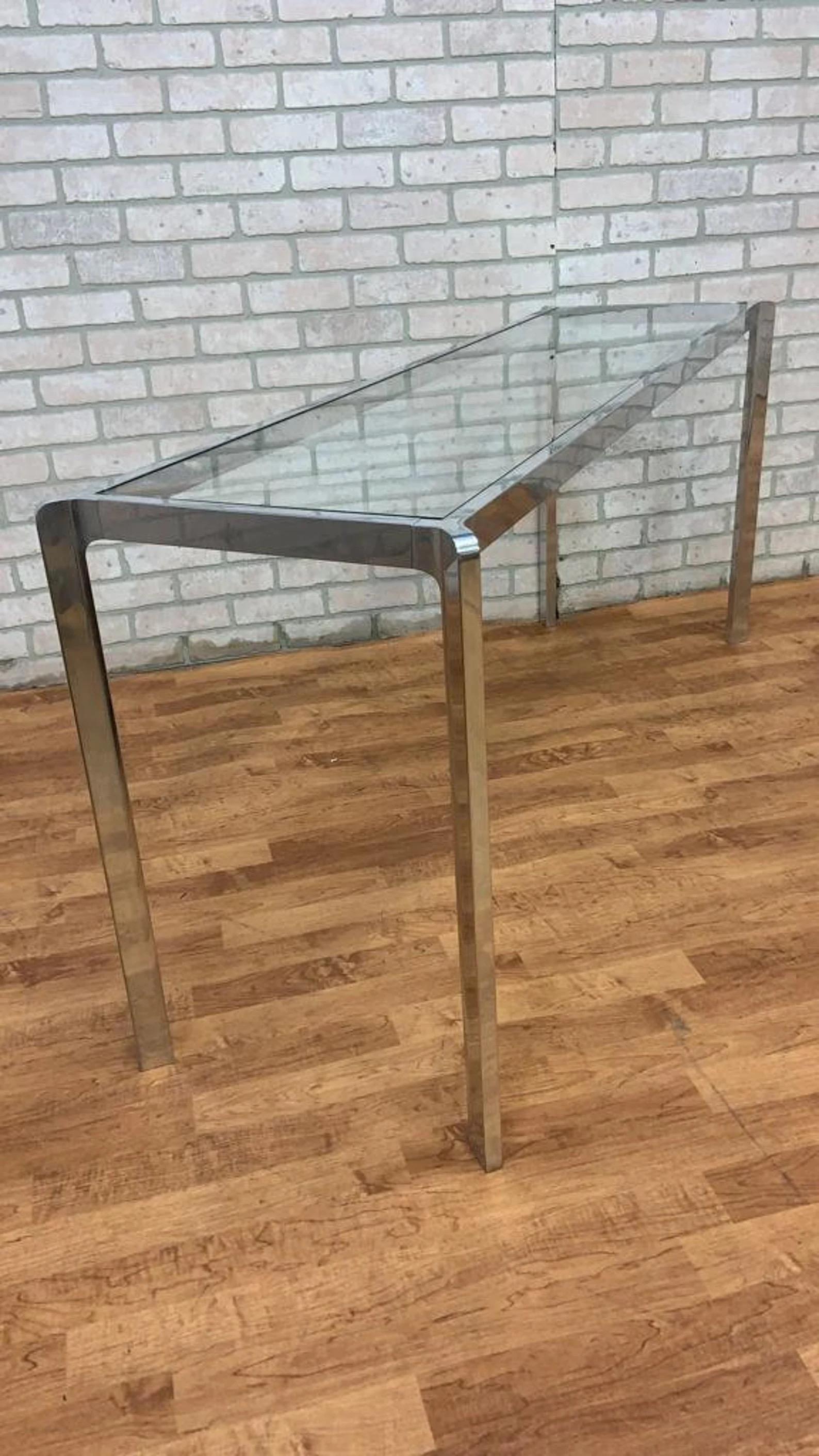 Post-Modern Mid Century Modern Chrome and Glass Console Sofa Table For Sale