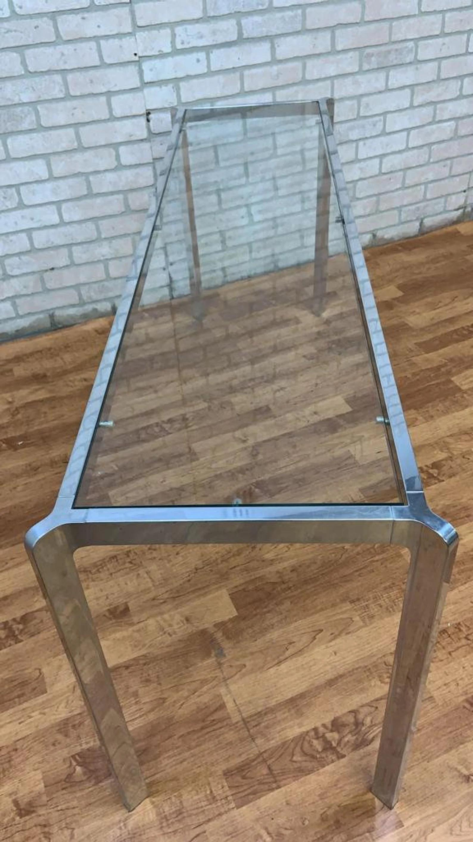 20th Century Mid Century Modern Chrome and Glass Console Sofa Table For Sale