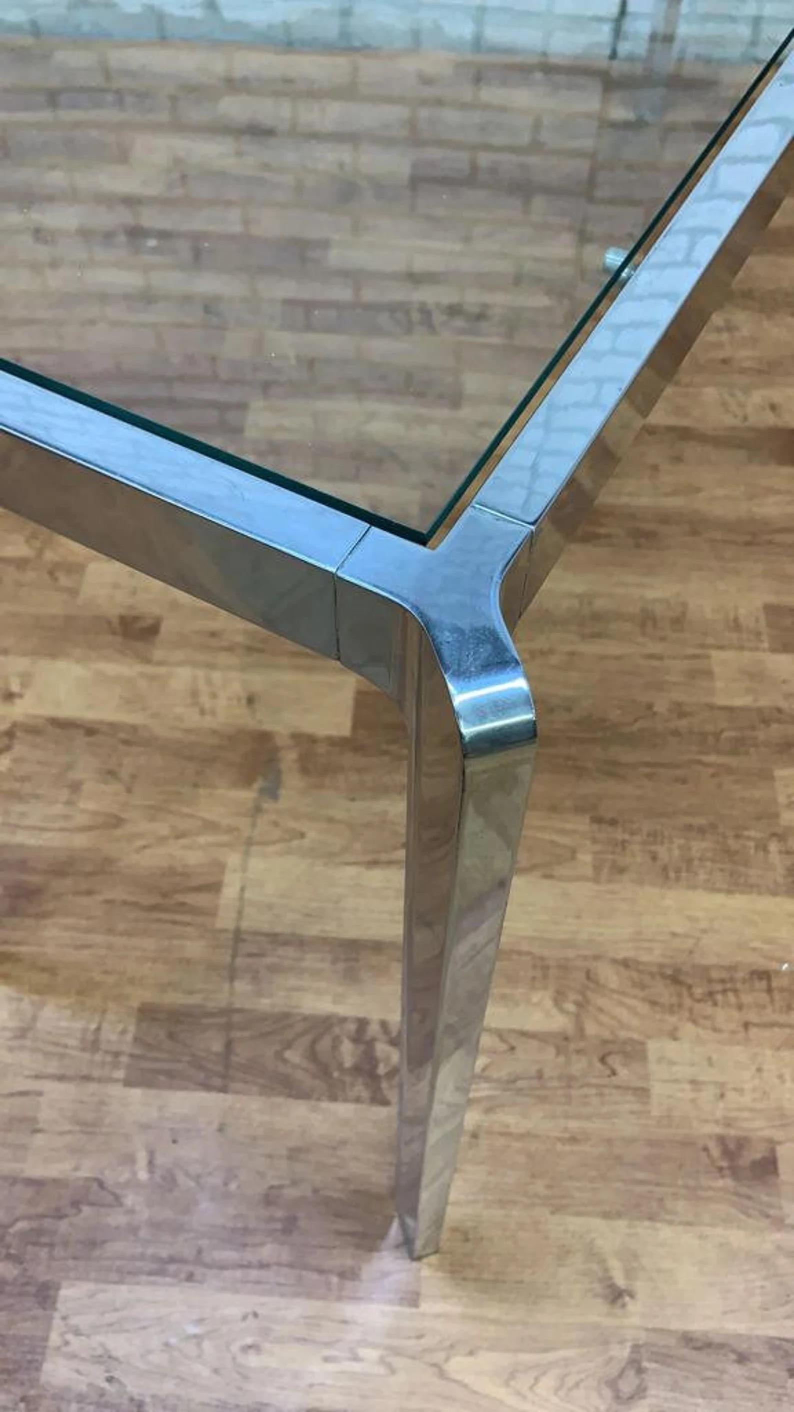 Cut Glass Mid Century Modern Chrome and Glass Console Sofa Table For Sale