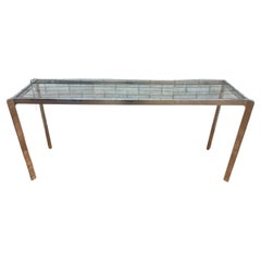 Konsolen-Sofatisch aus Chrom und Glas, Moderne der Mitte des Jahrhunderts
