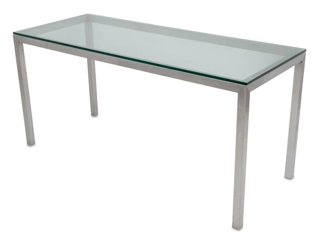 20ième siècle Table console moderne du milieu du siècle dernier en chrome et verre en vente