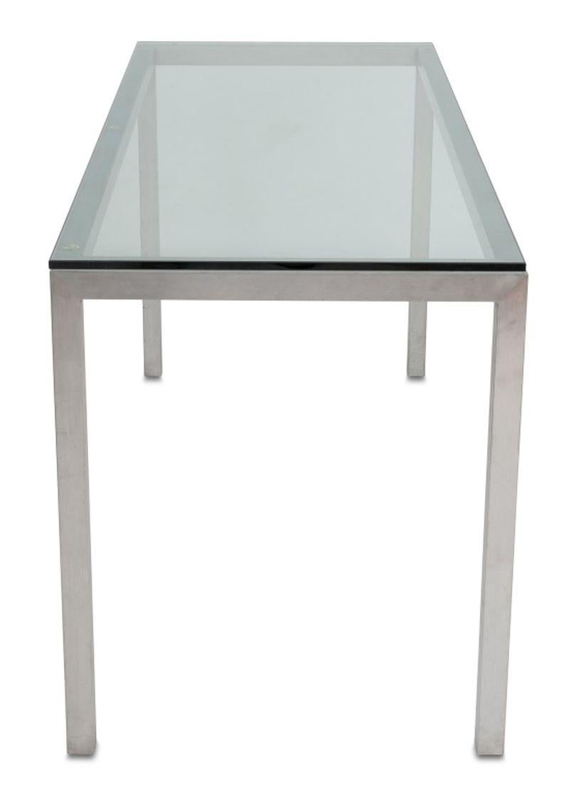 Verre Table console moderne du milieu du siècle dernier en chrome et verre en vente