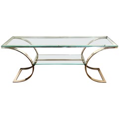 Mid-Century Modern Chrome and Glass Console Table