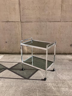 Moderner Getränkewagen aus Chrom und Glas aus der Mitte des Jahrhunderts