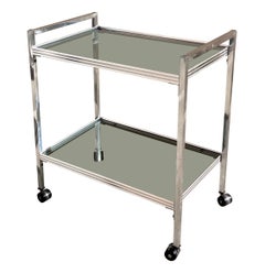 Mid century modern chrome and glass drinks trolley cart