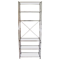 Mid-Century Modern Chrome and Glass Etagere 6 Shelves Milo Baughman, 1970s