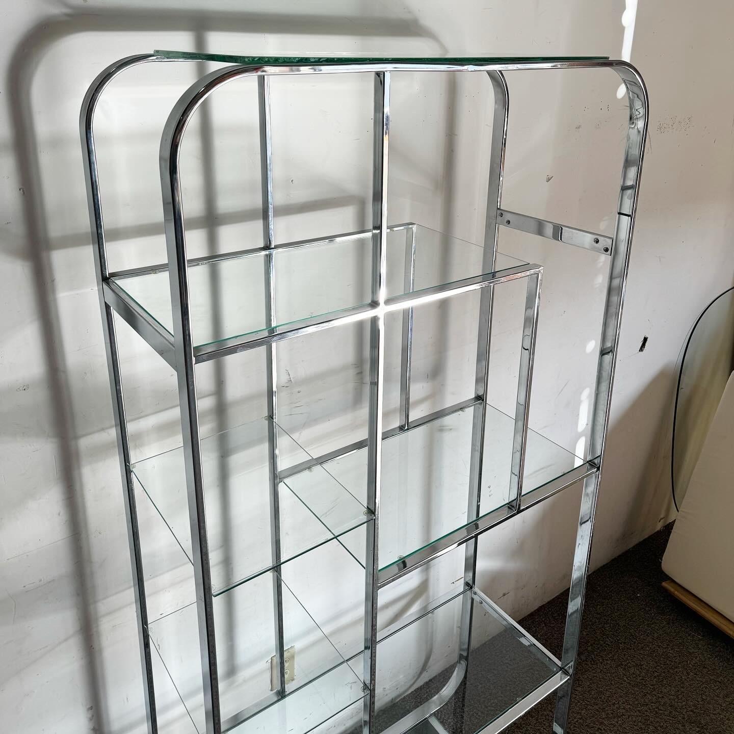 American Mid Century Modern Chrome and Glass Etagere Attributed to DIA For Sale