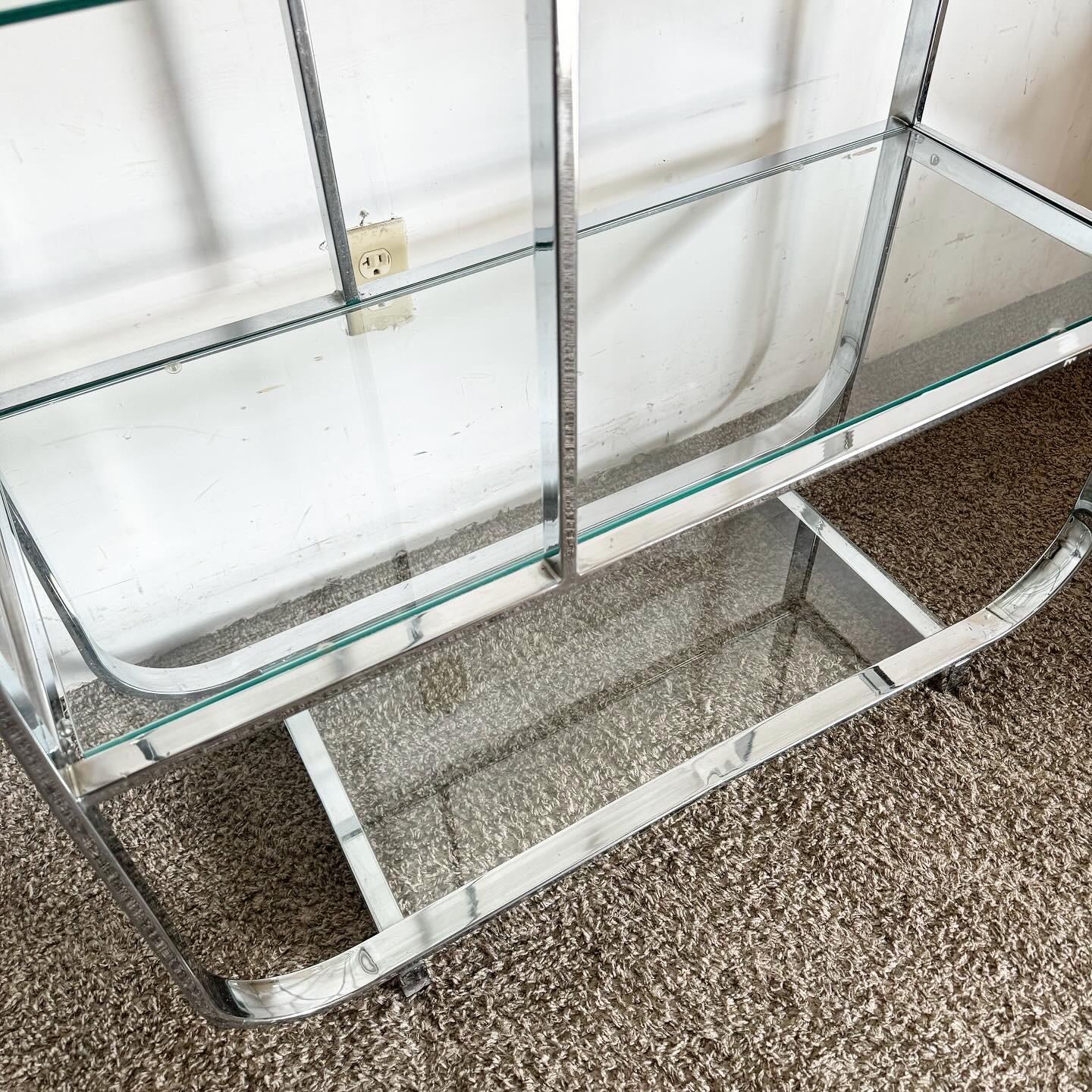 Late 20th Century Mid Century Modern Chrome and Glass Etagere Attributed to DIA For Sale