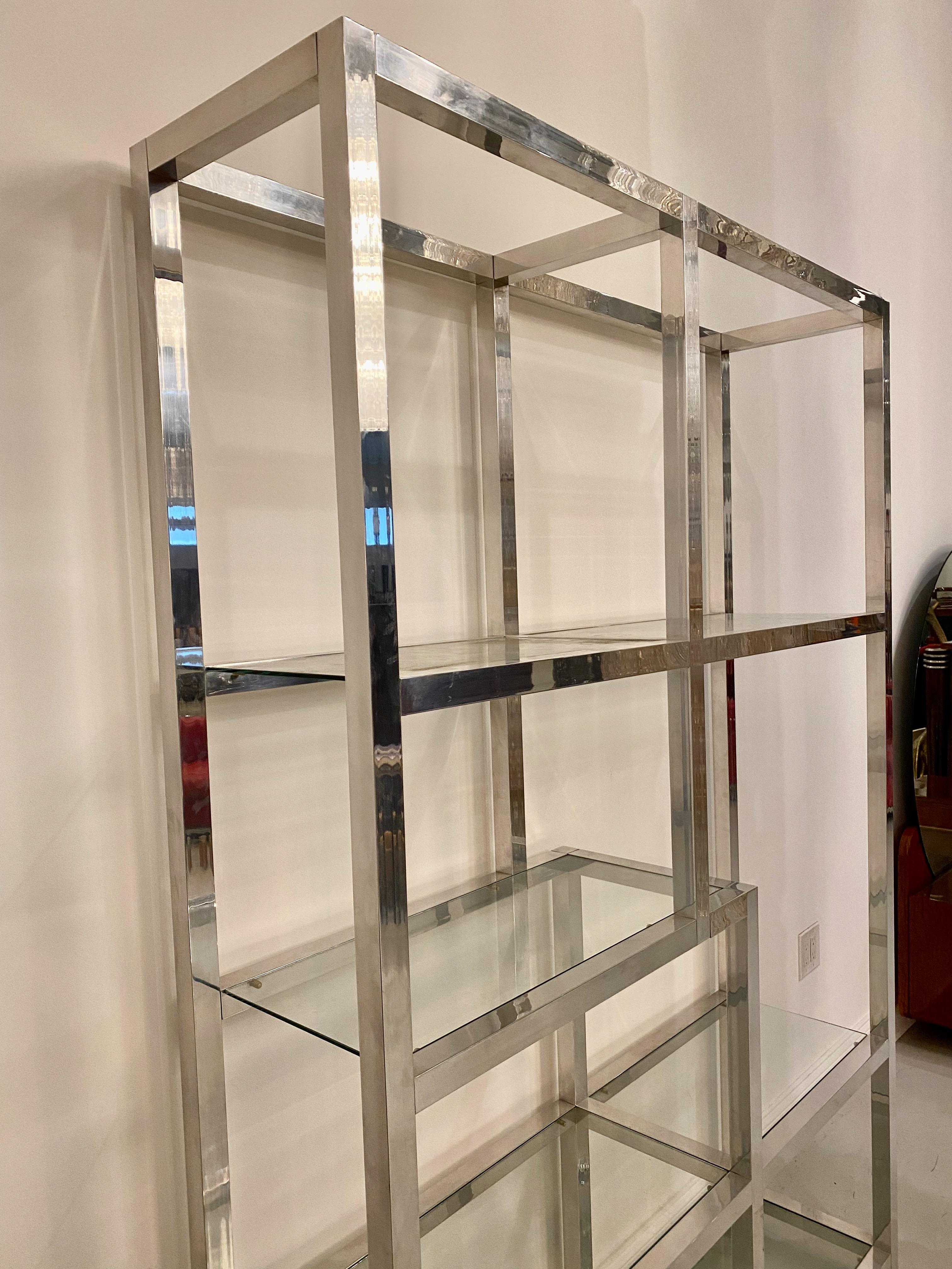 Mid Century Modern Chrome  and Glass Etagere Display Case 5