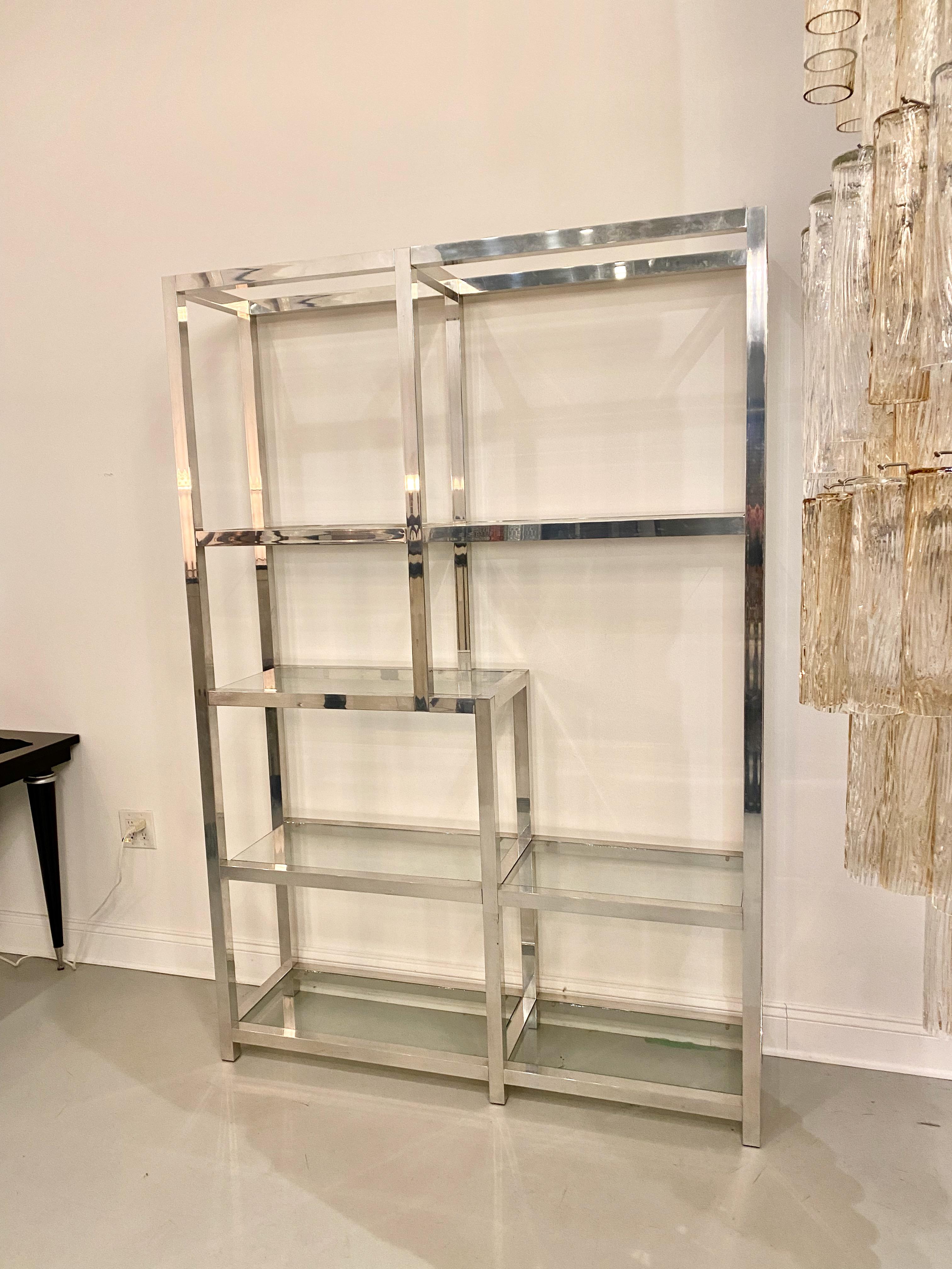 Mid Century Modern Chrome  and Glass Etagere Display Case 6