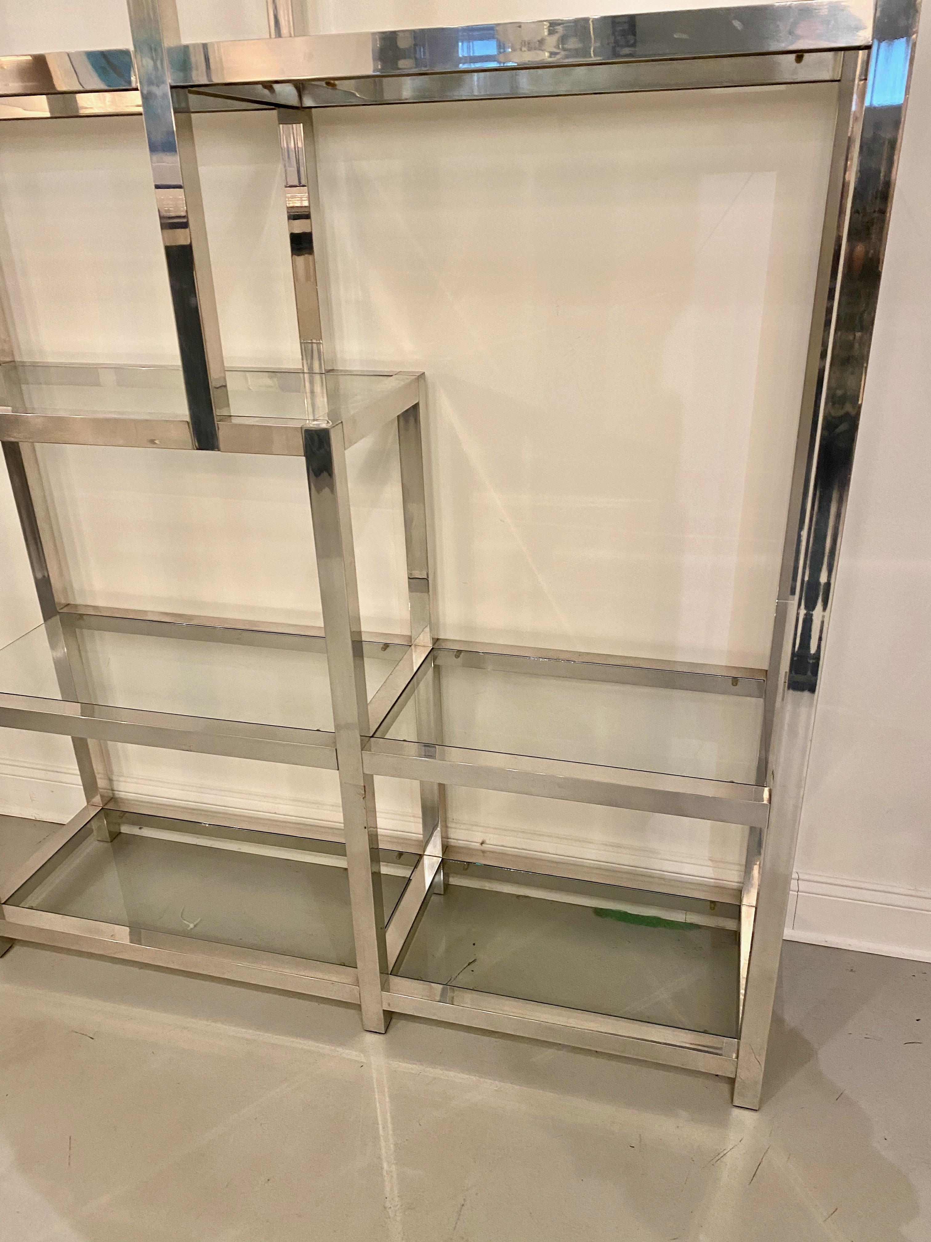 Mid-Century Modern Mid Century Modern Chrome  and Glass Etagere Display Case