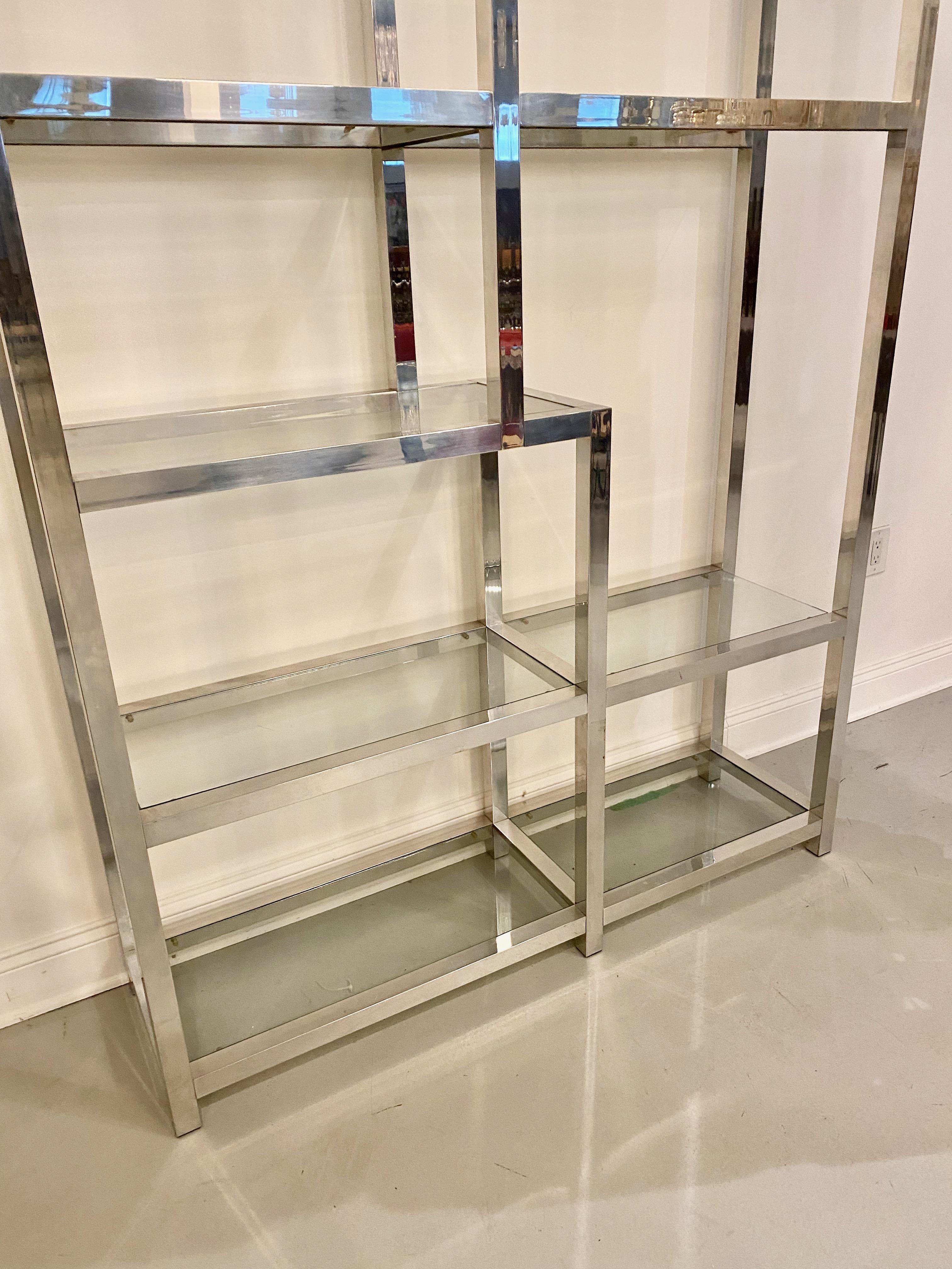 Late 20th Century Mid Century Modern Chrome  and Glass Etagere Display Case