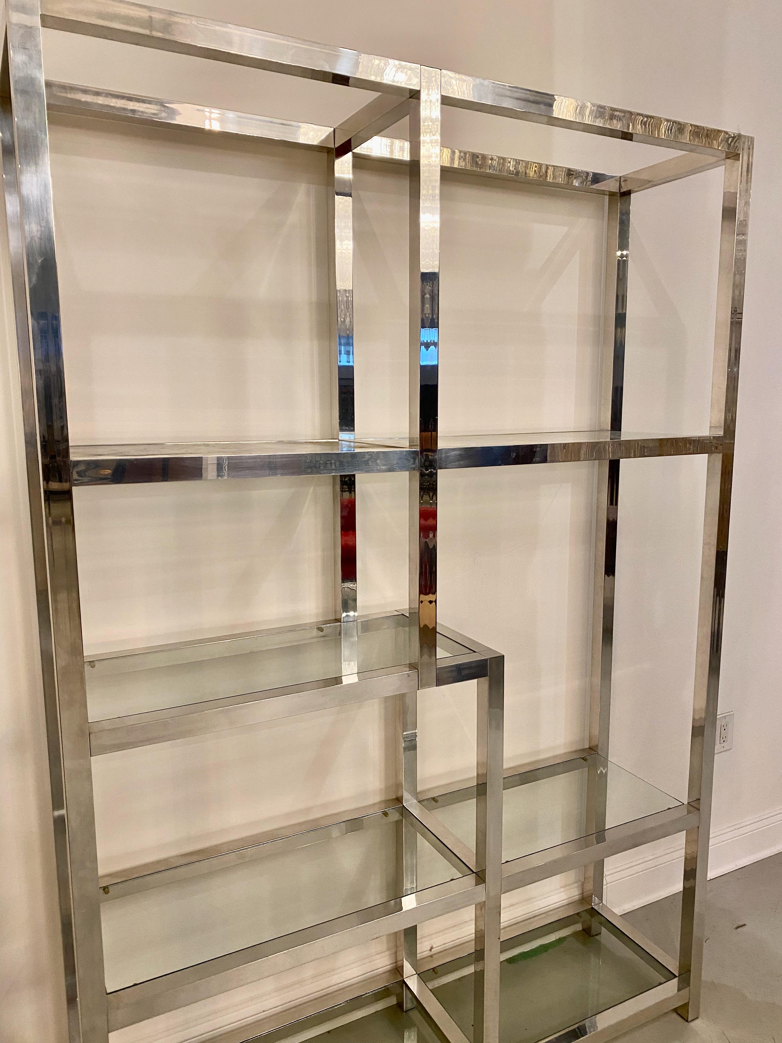 Mid Century Modern Chrome  and Glass Etagere Display Case 1