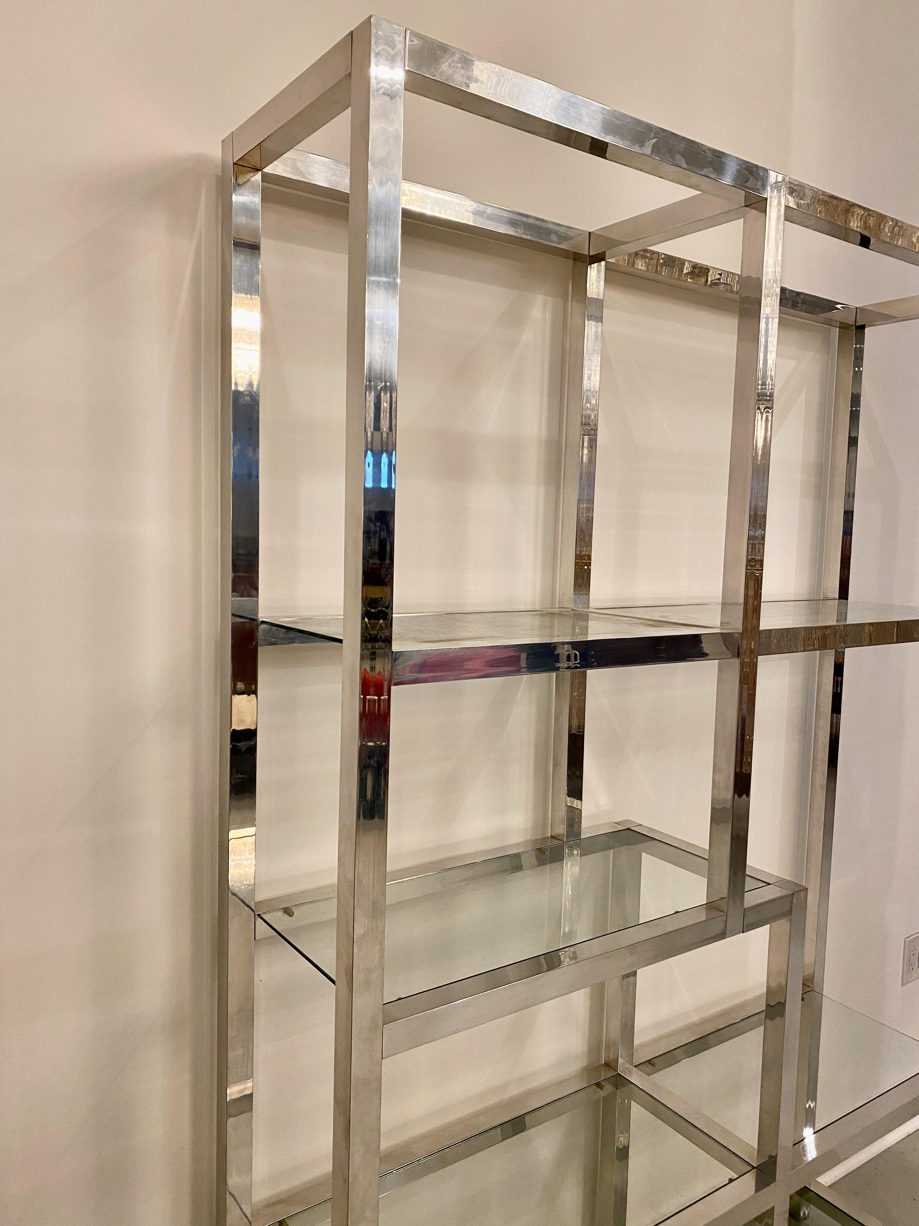 Mid Century Modern Chrome  and Glass Etagere Display Case 2