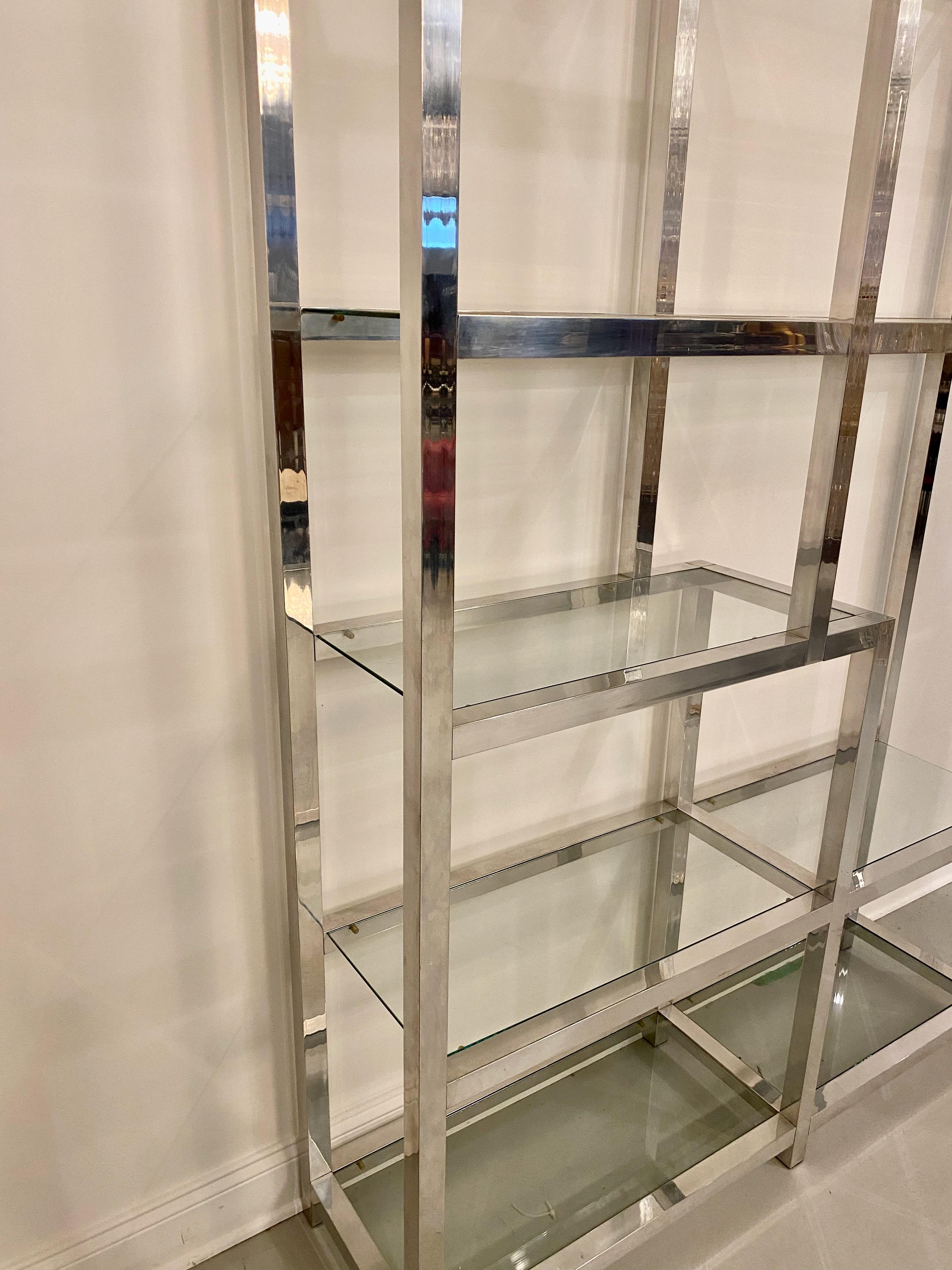 Mid Century Modern Chrome  and Glass Etagere Display Case 3