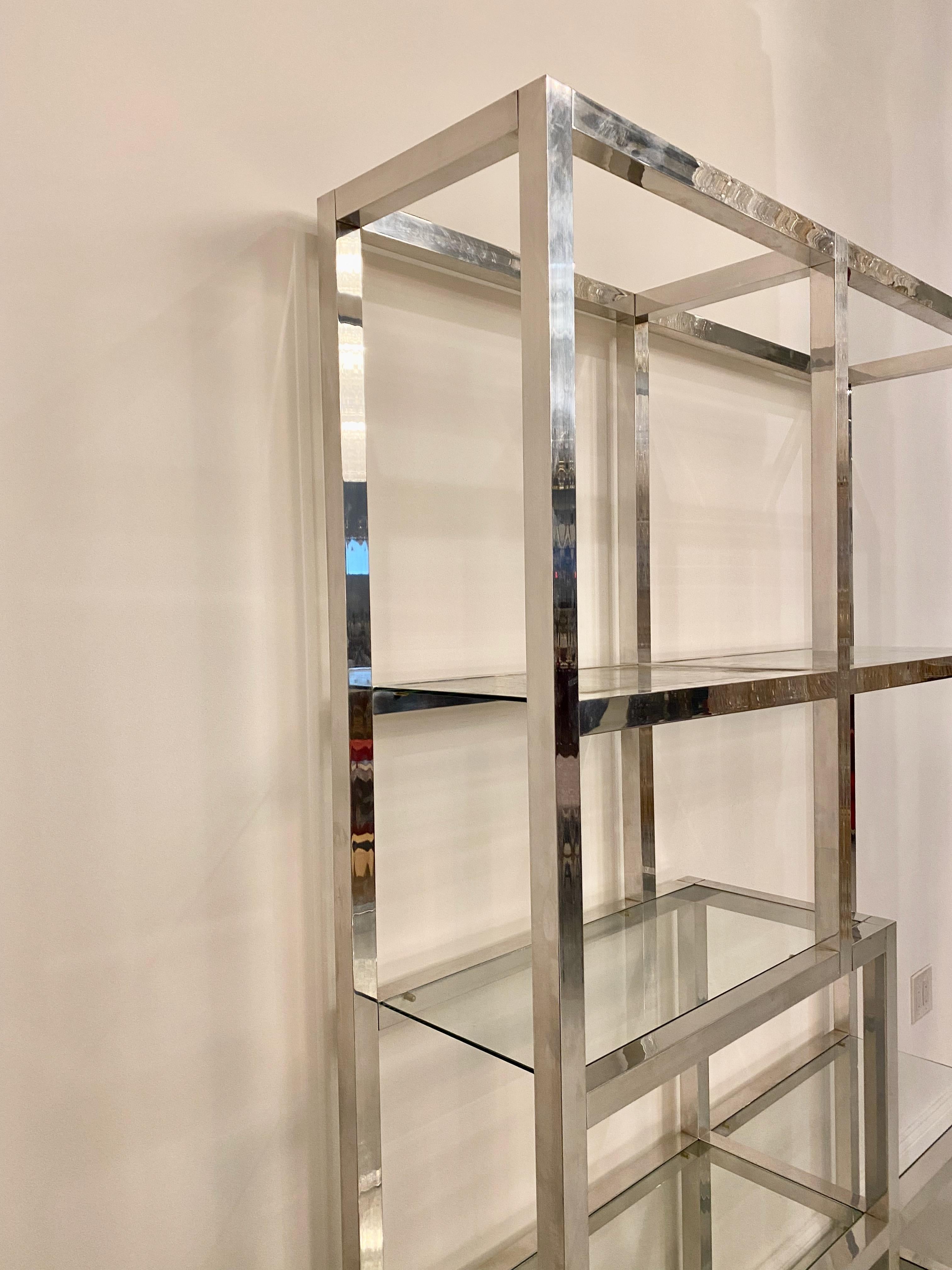 Mid Century Modern Chrome  and Glass Etagere Display Case 4