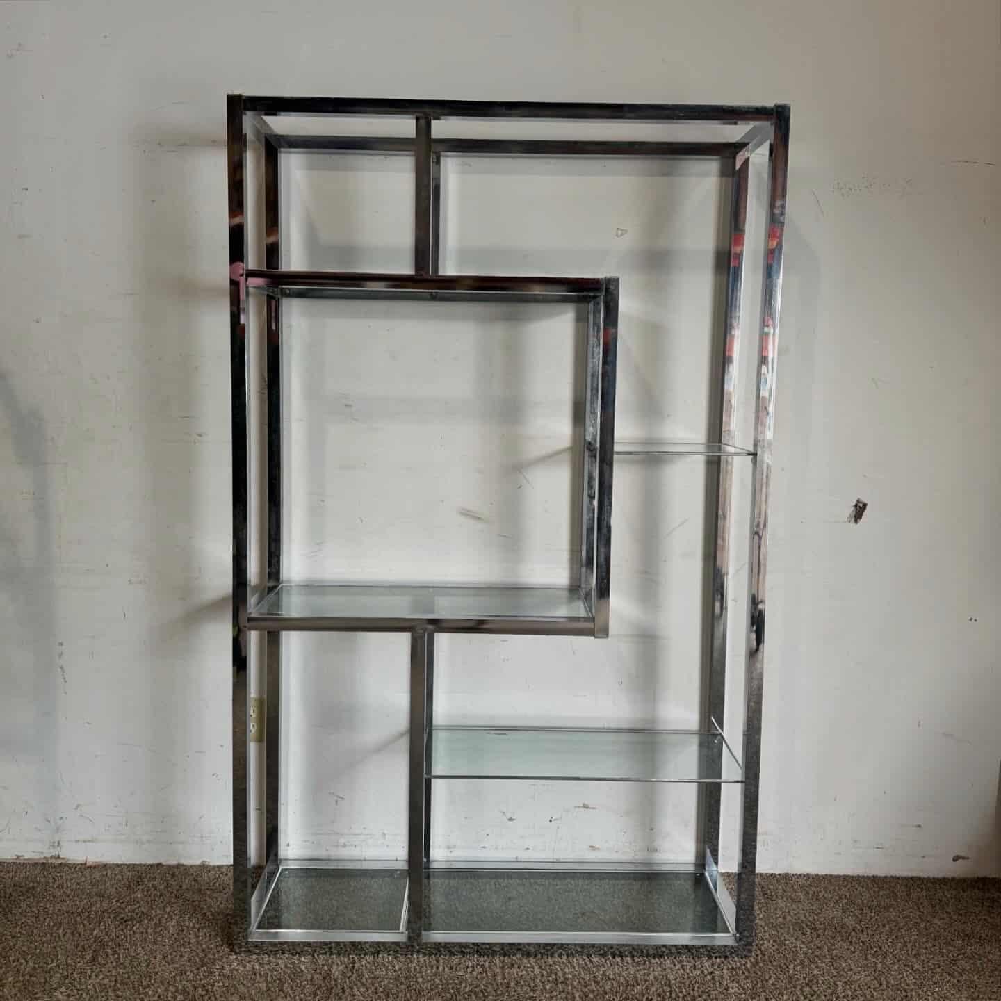 American Mid Century Modern Chrome and Glass Etagere For Sale