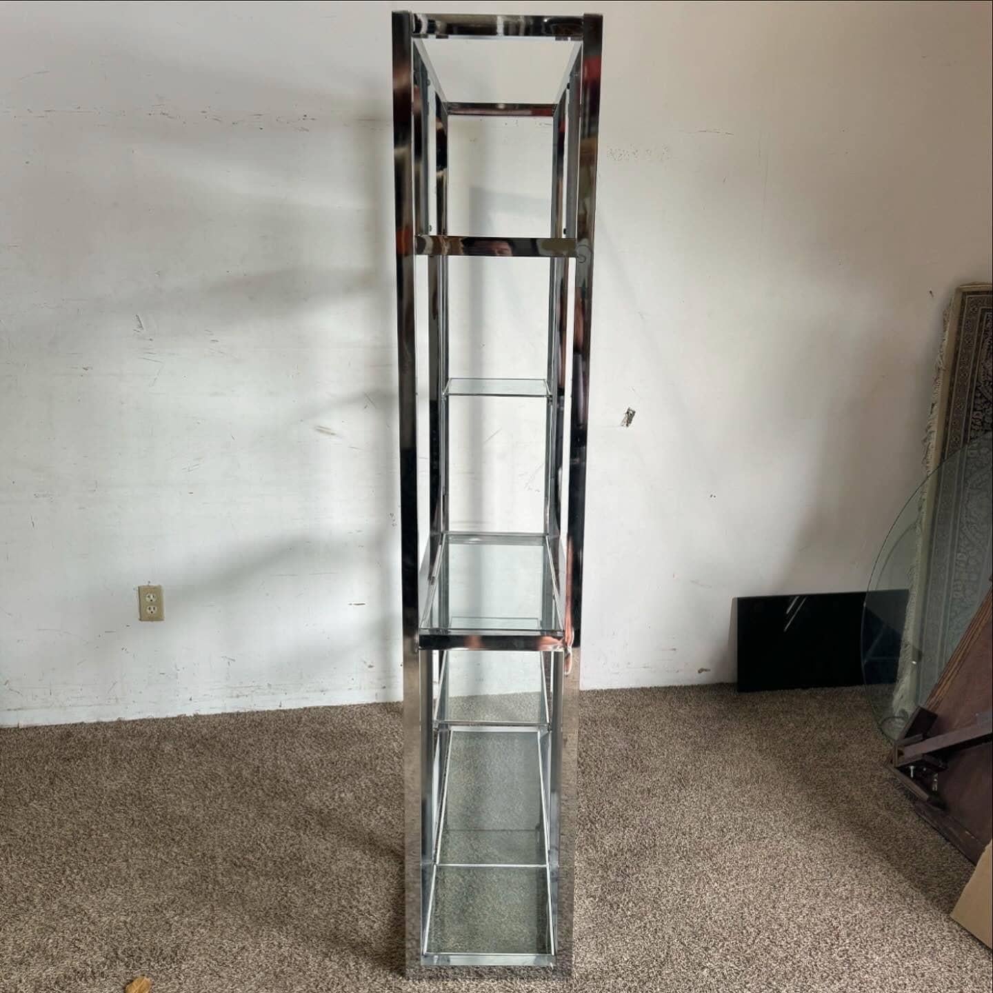 Mid Century Modern Chrome and Glass Etagere For Sale 2