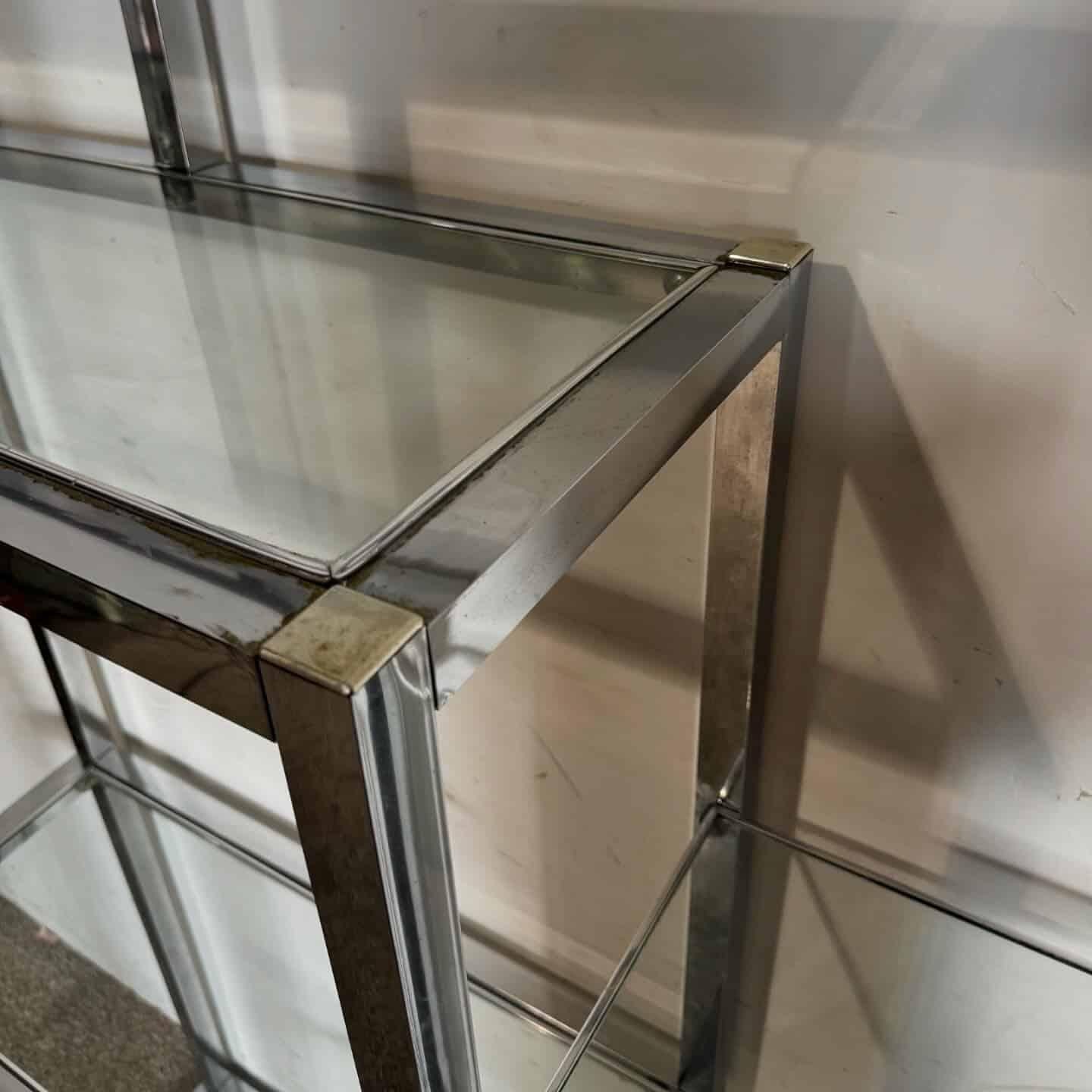 Mid Century Modern Chrome and Glass Etagere For Sale 3