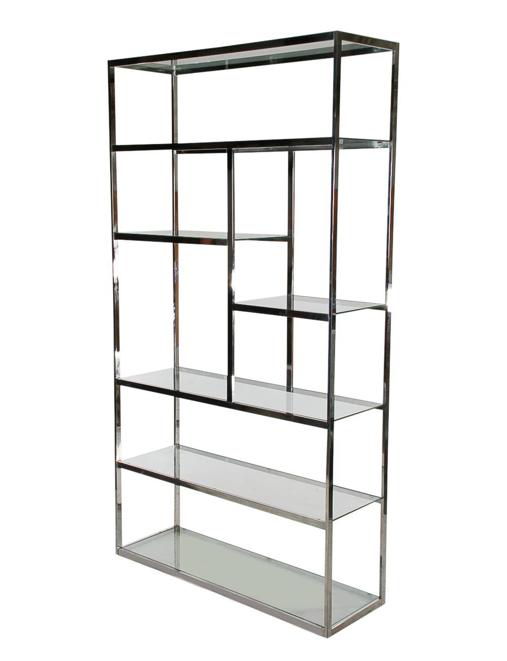 Mid-Century Modern Chrome and Glass Etagere or Display Shelving Unit at ...