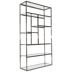 Mid-Century Modern Chrome and Glass Etagere or Display Shelving Unit