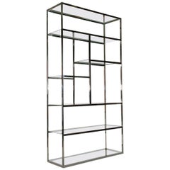 Mid-Century Modern Chrome and Glass Etagere or Display Shelving Unit 