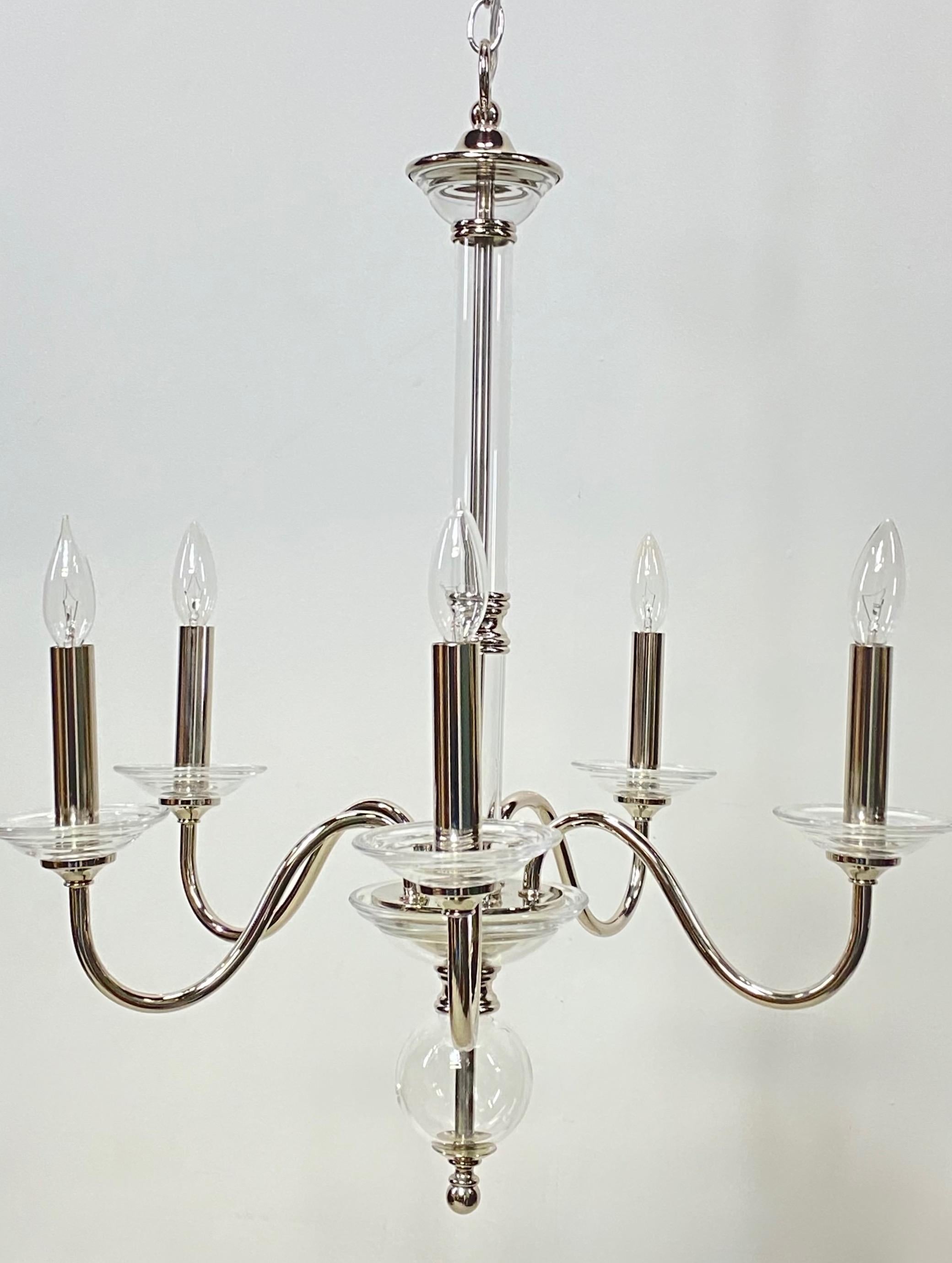 American Mid-Century Modern Chrome and Glass Light Fixture For Sale