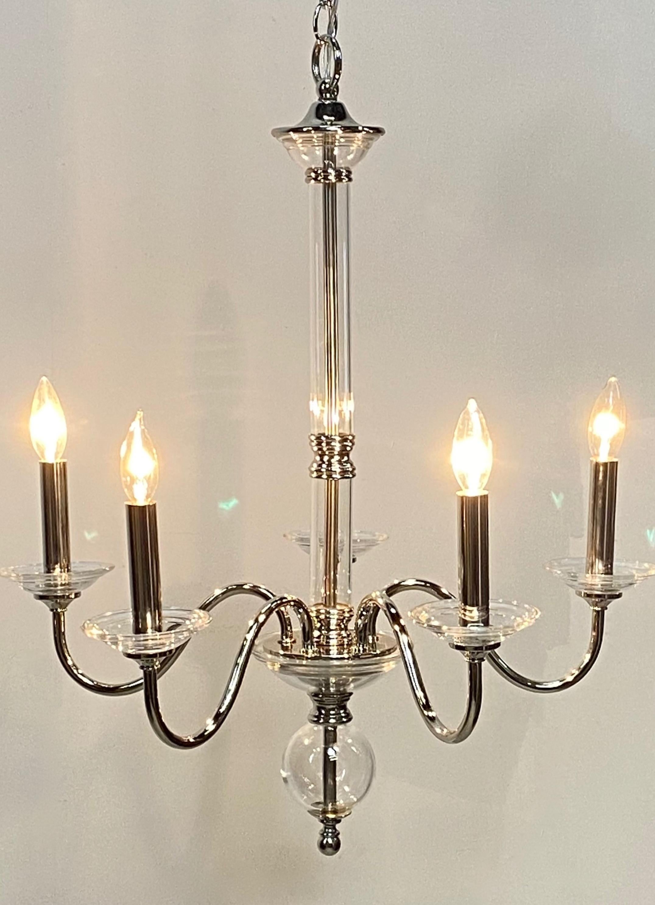 20th Century Mid-Century Modern Chrome and Glass Light Fixture For Sale