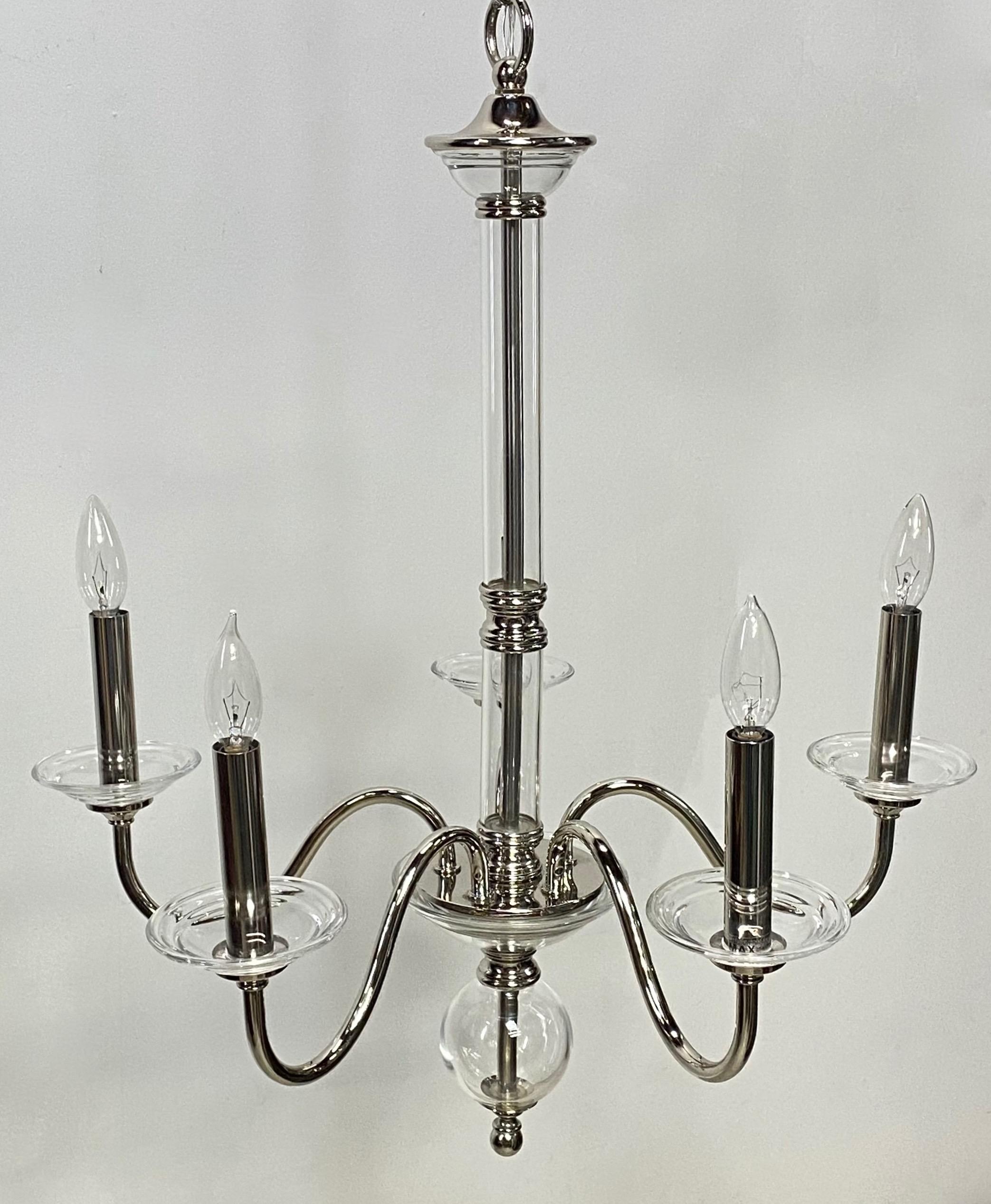 Mid-Century Modern Chrome and Glass Light Fixture For Sale 1