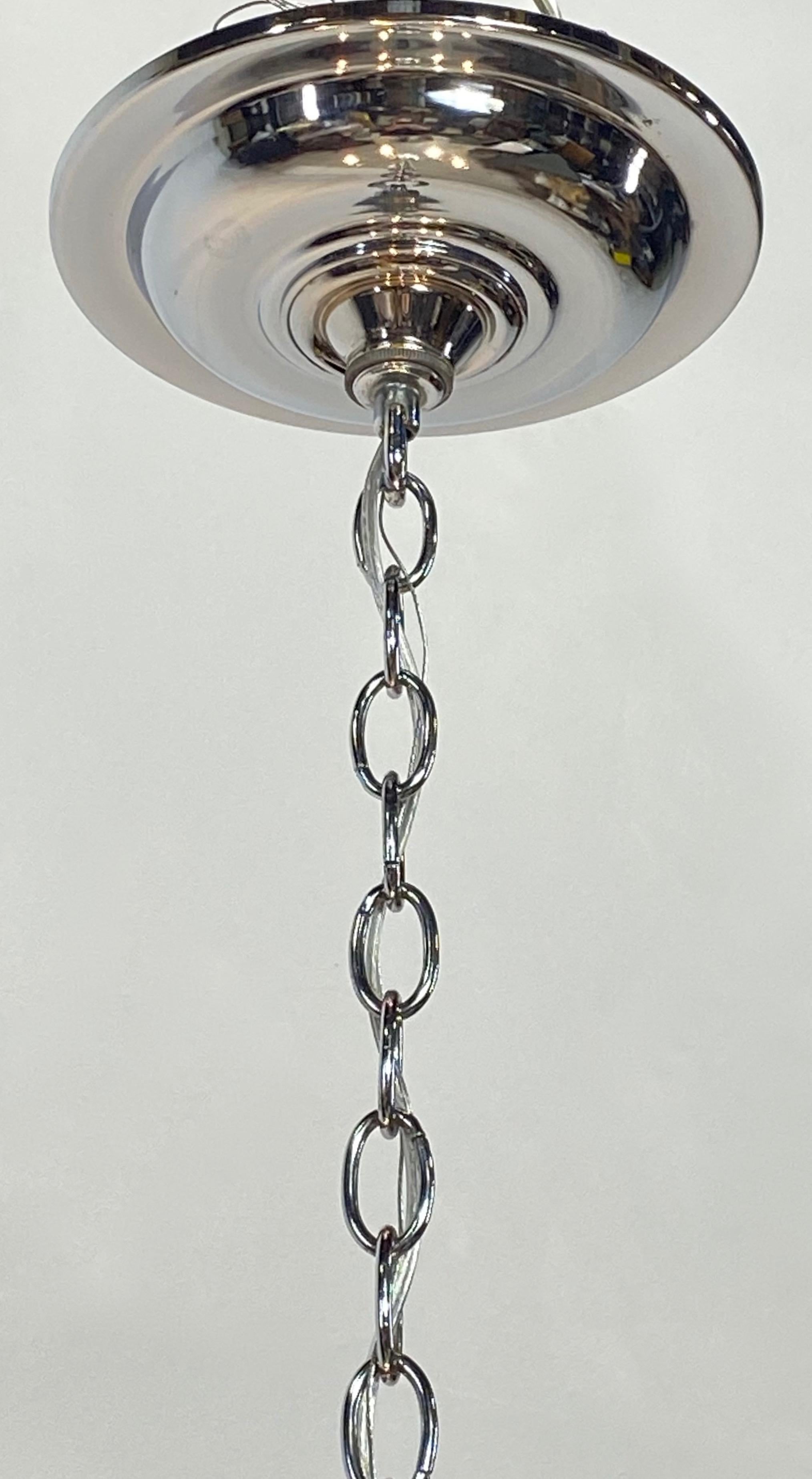 Mid-Century Modern Chrome and Glass Light Fixture For Sale 3