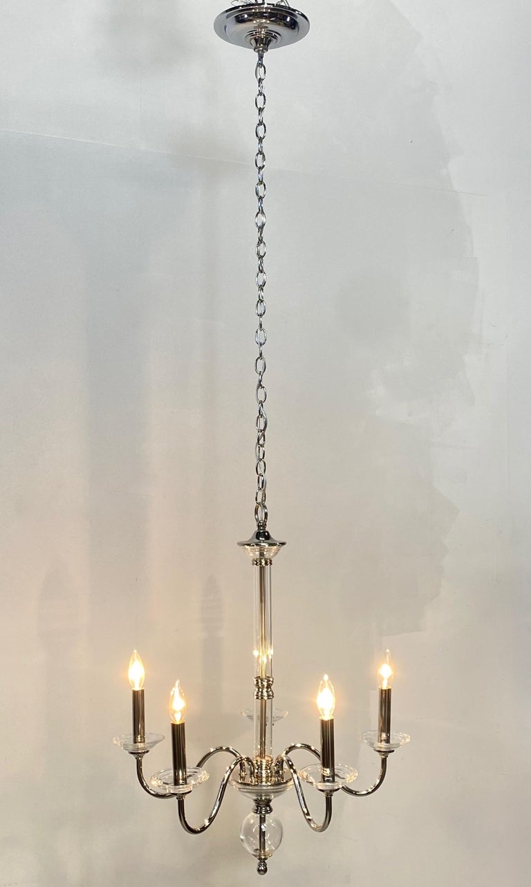 MidCentury Modern Chrome and Glass Light Fixture For Sale at 1stDibs