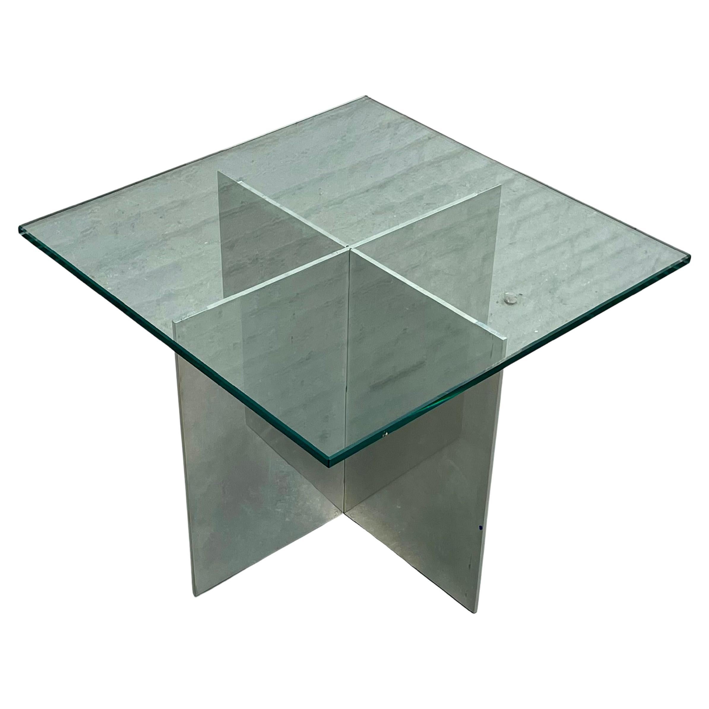 Mid Century Modern CHROME and GLASS Side / End Table, circa 1970s