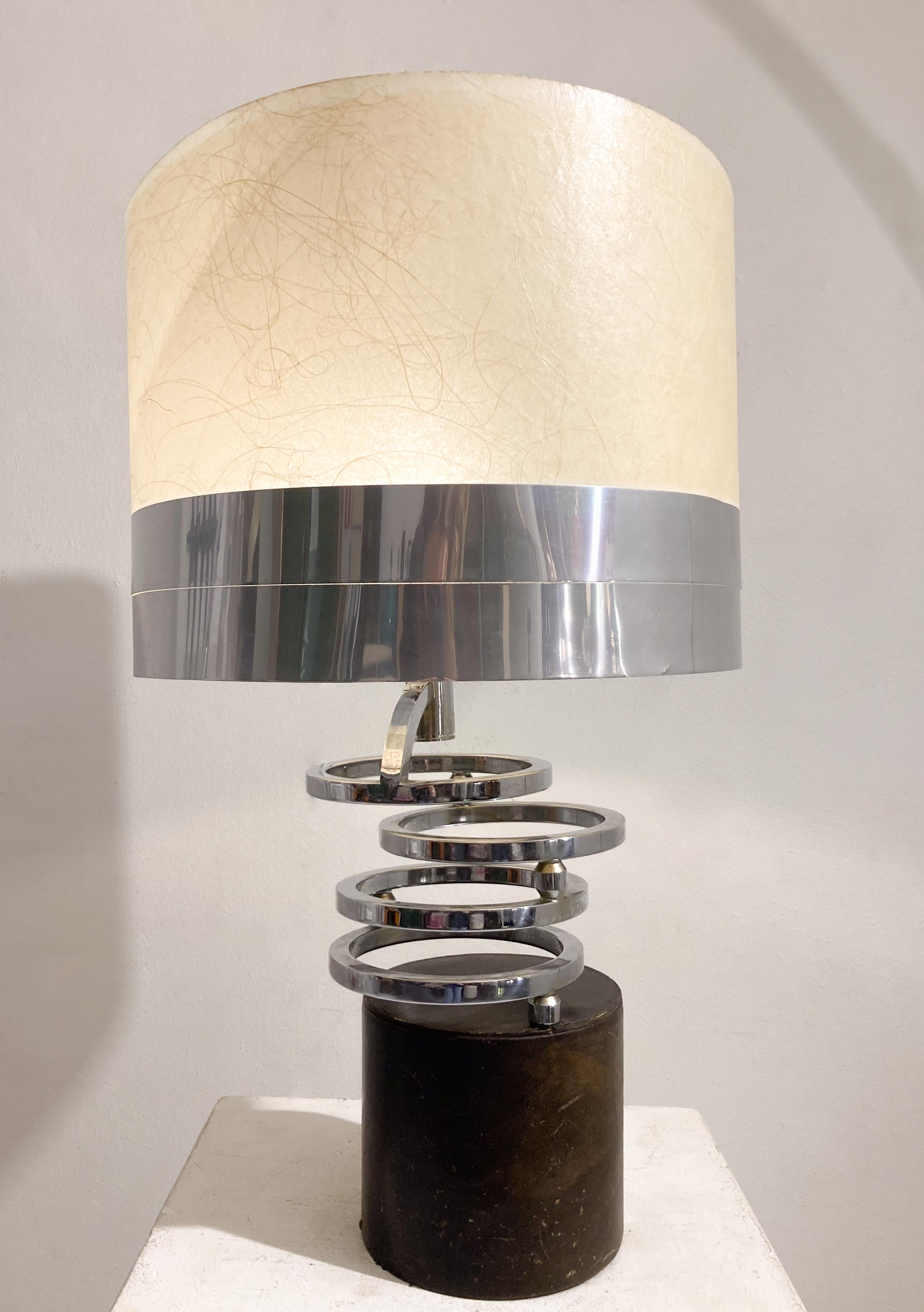 Mid-Century Modern Chrome and Leather Table Lamp For Sale 9
