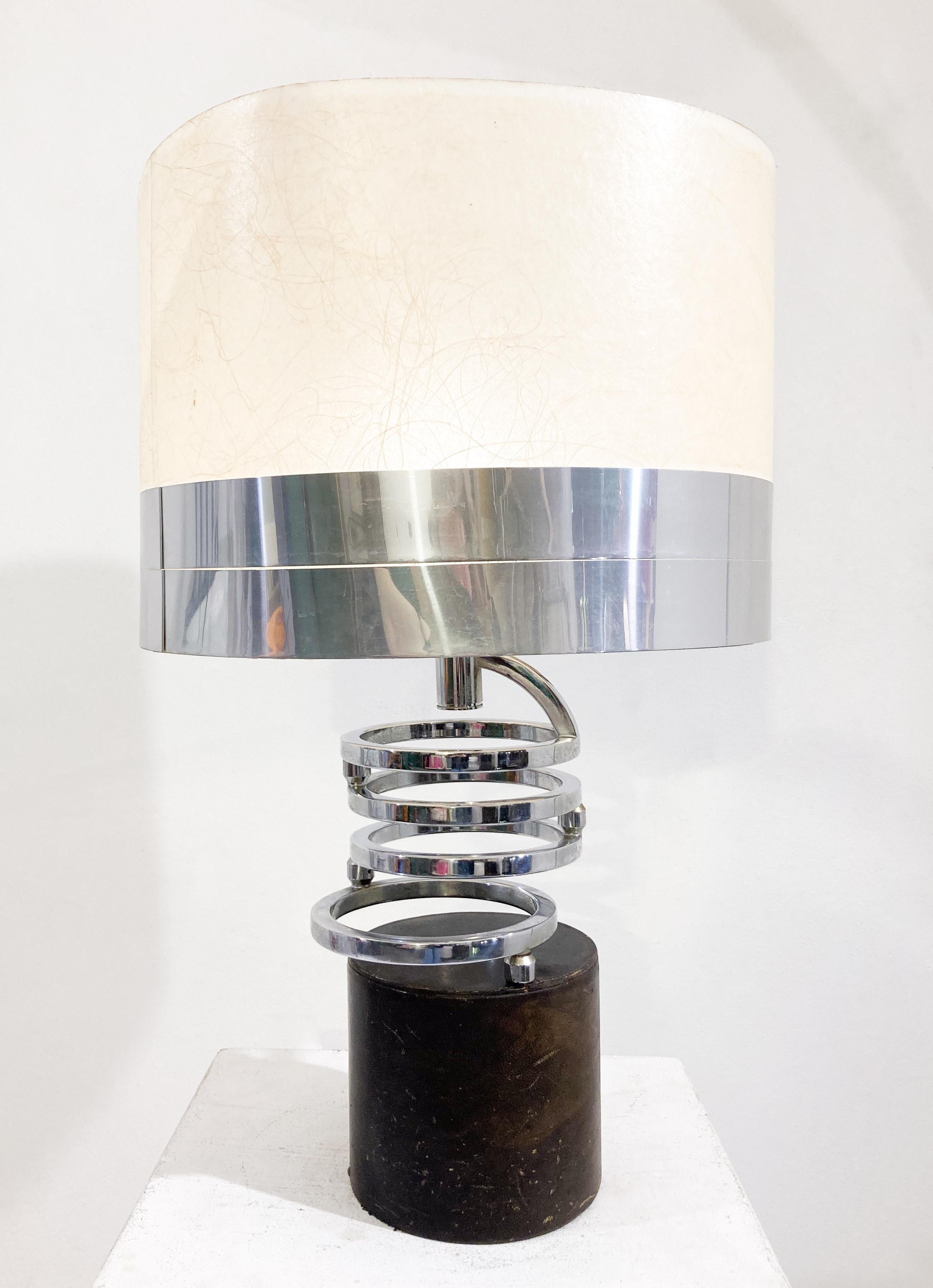 Mid-Century Modern Chrome and Leather Table Lamp For Sale 6