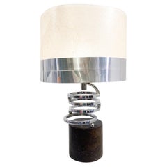 Mid-Century Modern Chrome and Leather Table Lamp