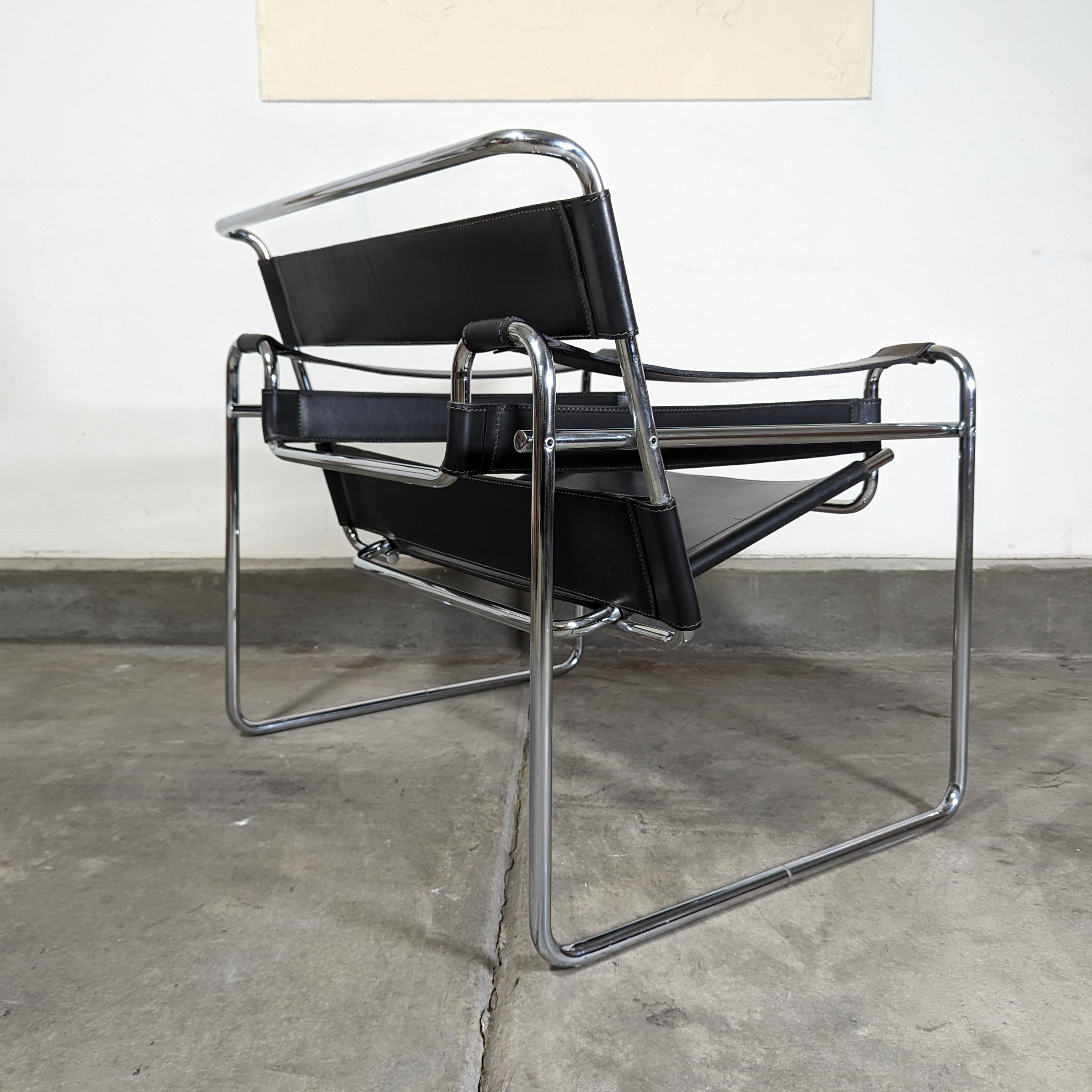 Mid Century Modern Chrome and Leather B3 'Wassily' Lounge Chair by Marcel Breuer 4