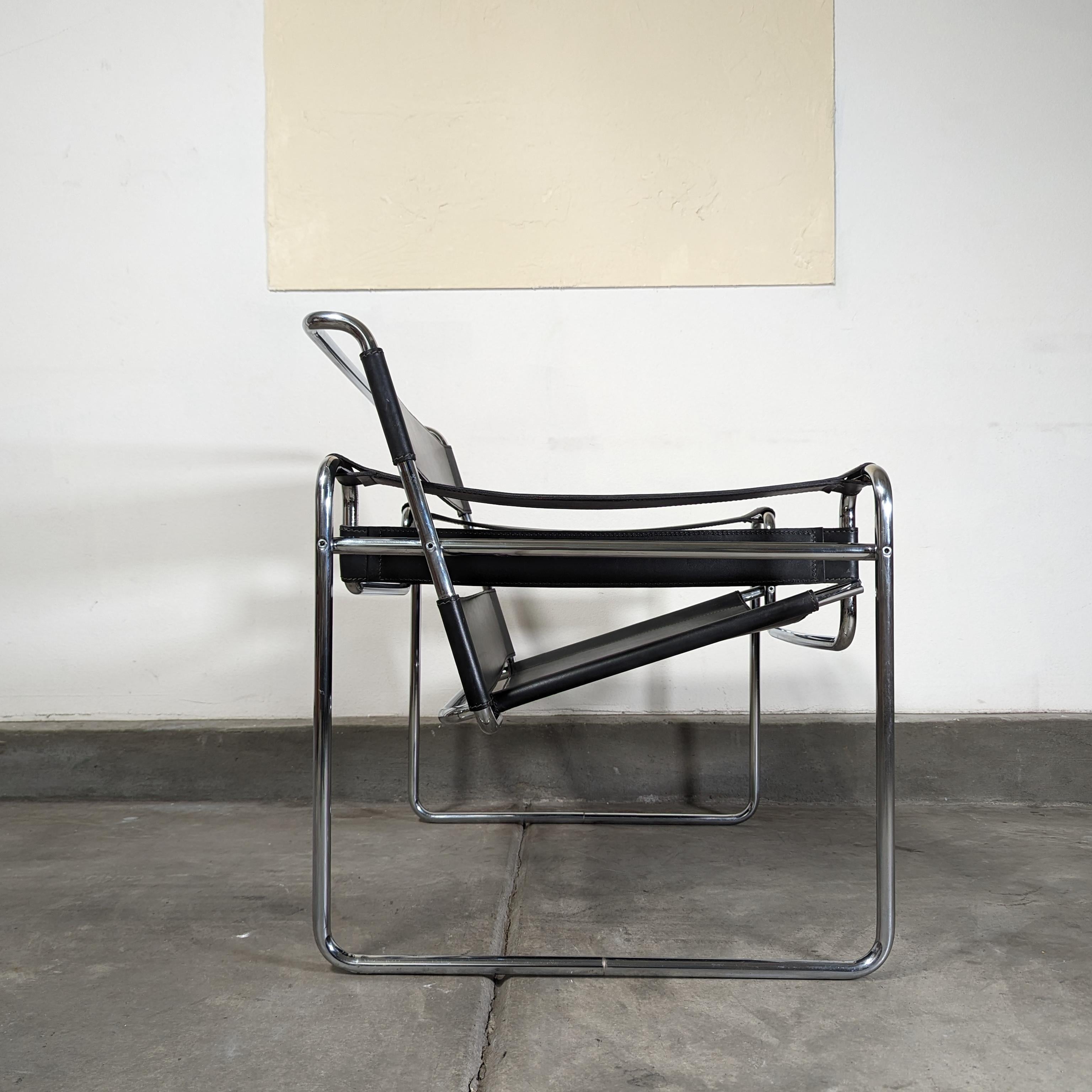 Mid Century Modern Chrome and Leather B3 'Wassily' Lounge Chair by Marcel Breuer 5