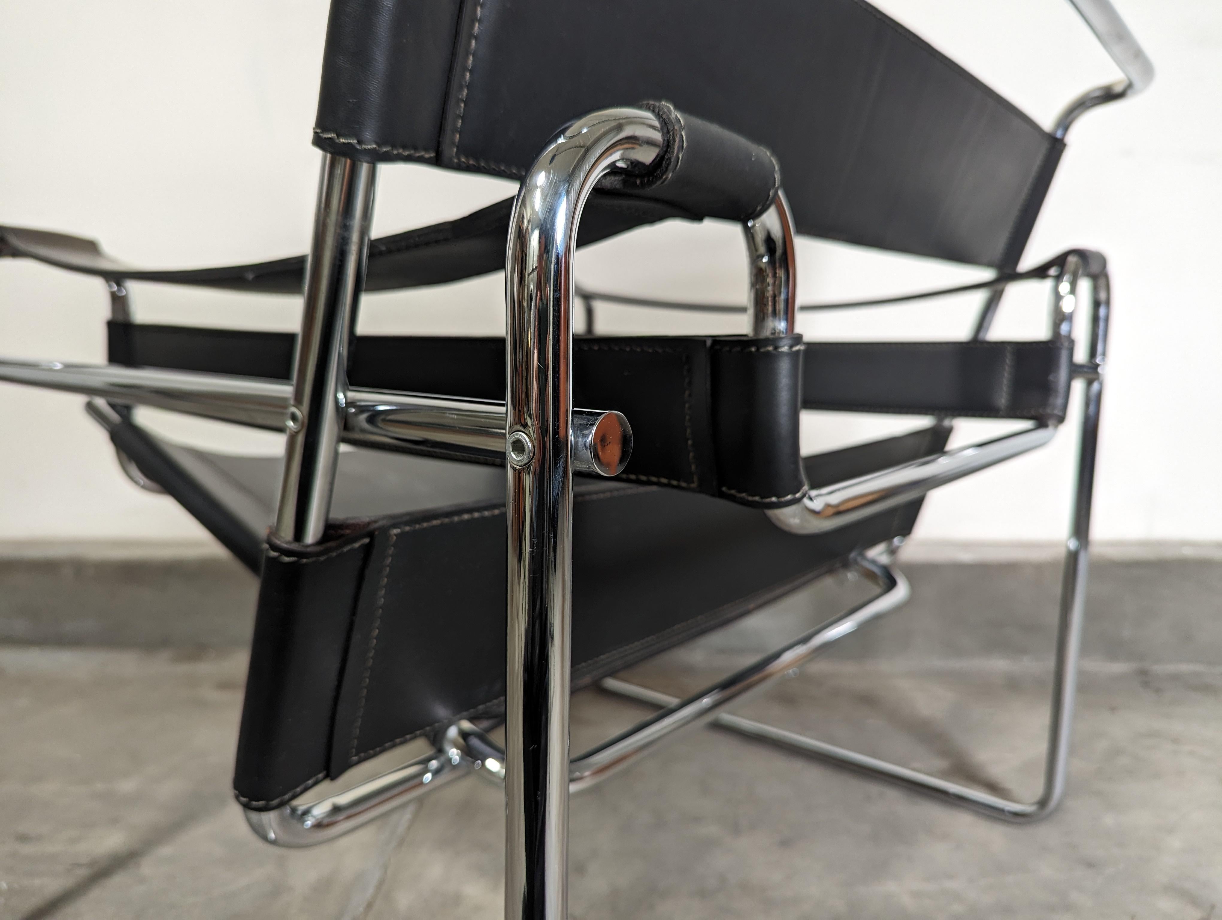 Mid Century Modern Chrome and Leather B3 'Wassily' Lounge Chair by Marcel Breuer 6