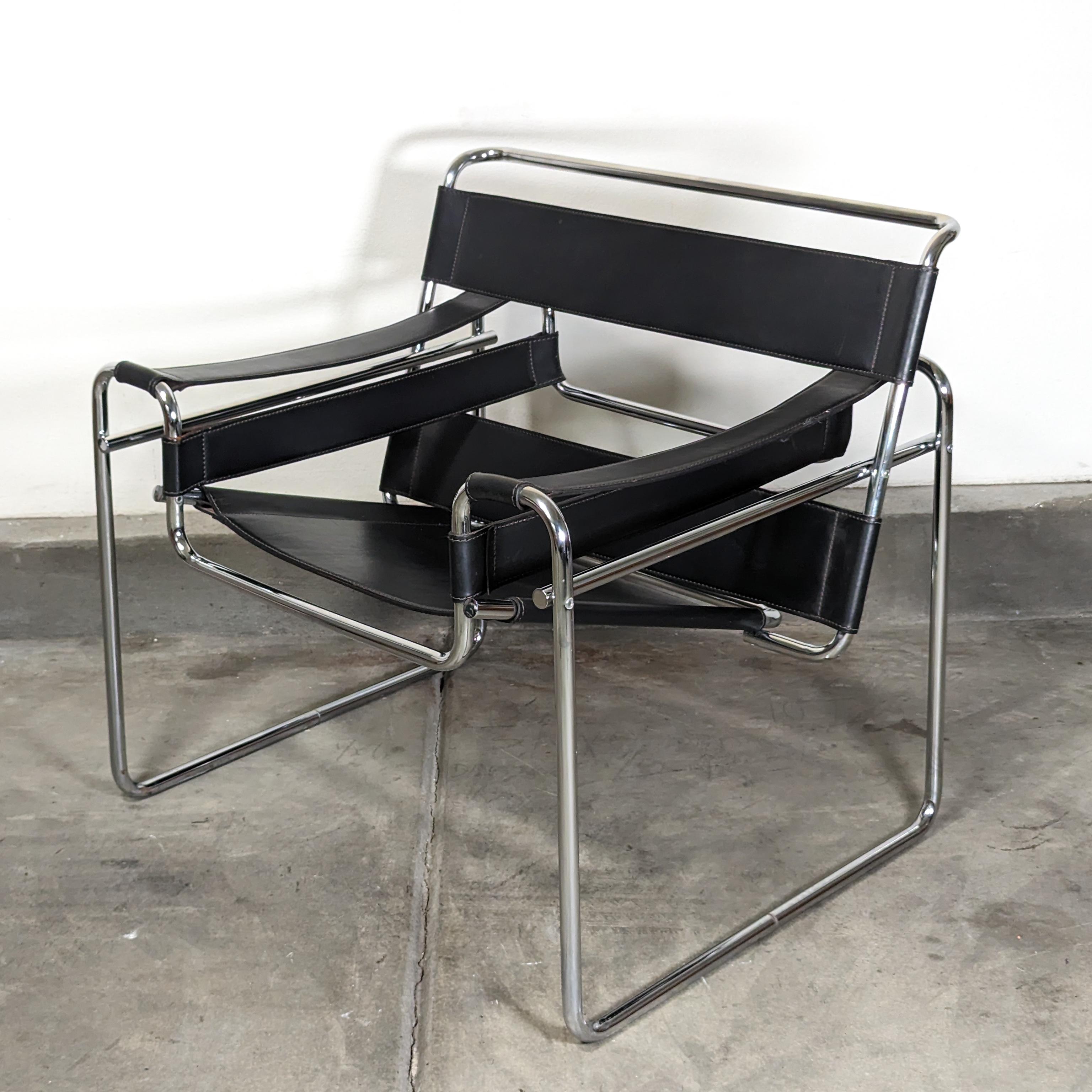Mid-Century Modern Mid Century Modern Chrome and Leather B3 'Wassily' Lounge Chair by Marcel Breuer