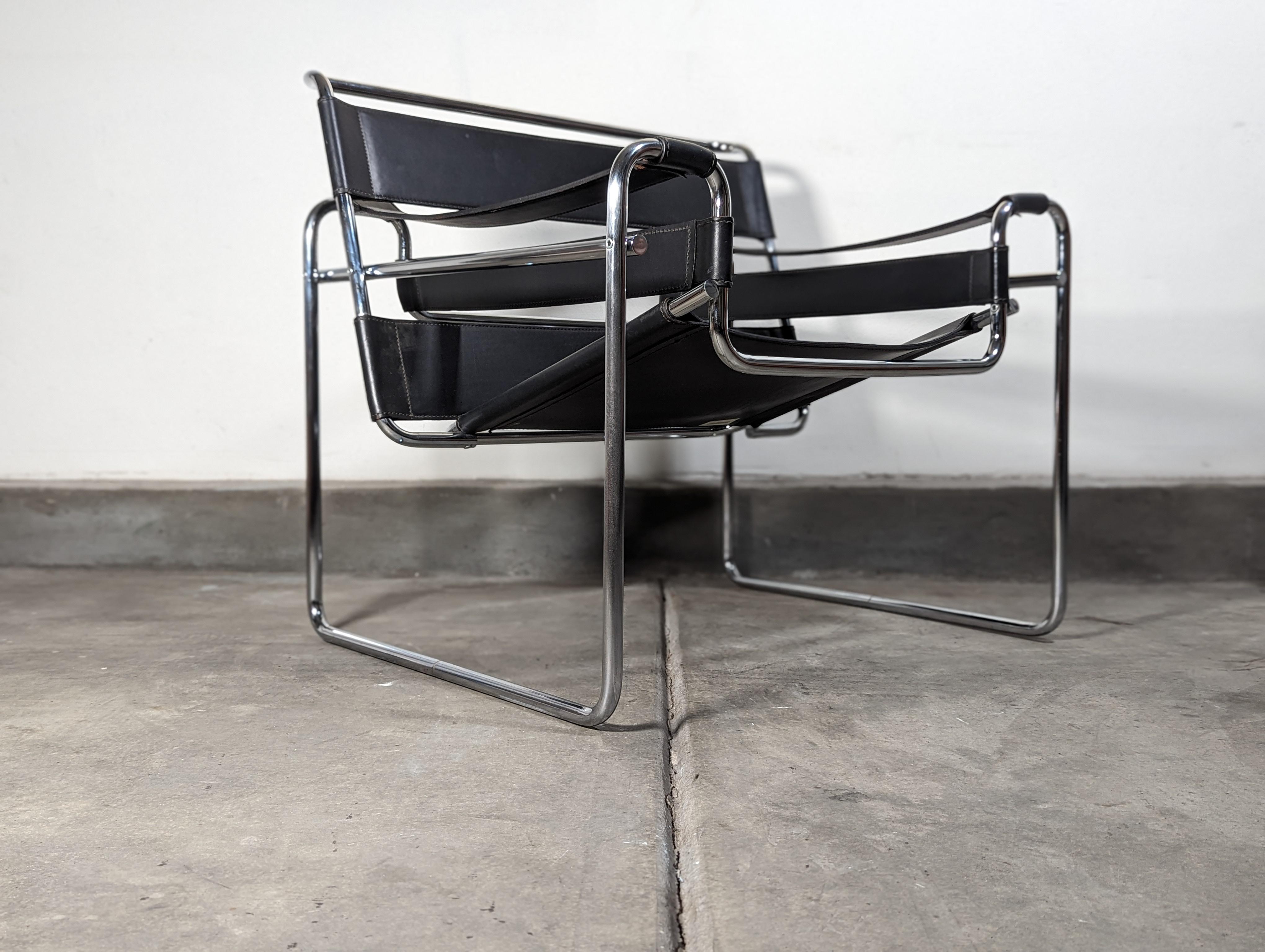 Mid Century Modern Chrome and Leather B3 'Wassily' Lounge Chair by Marcel Breuer 2