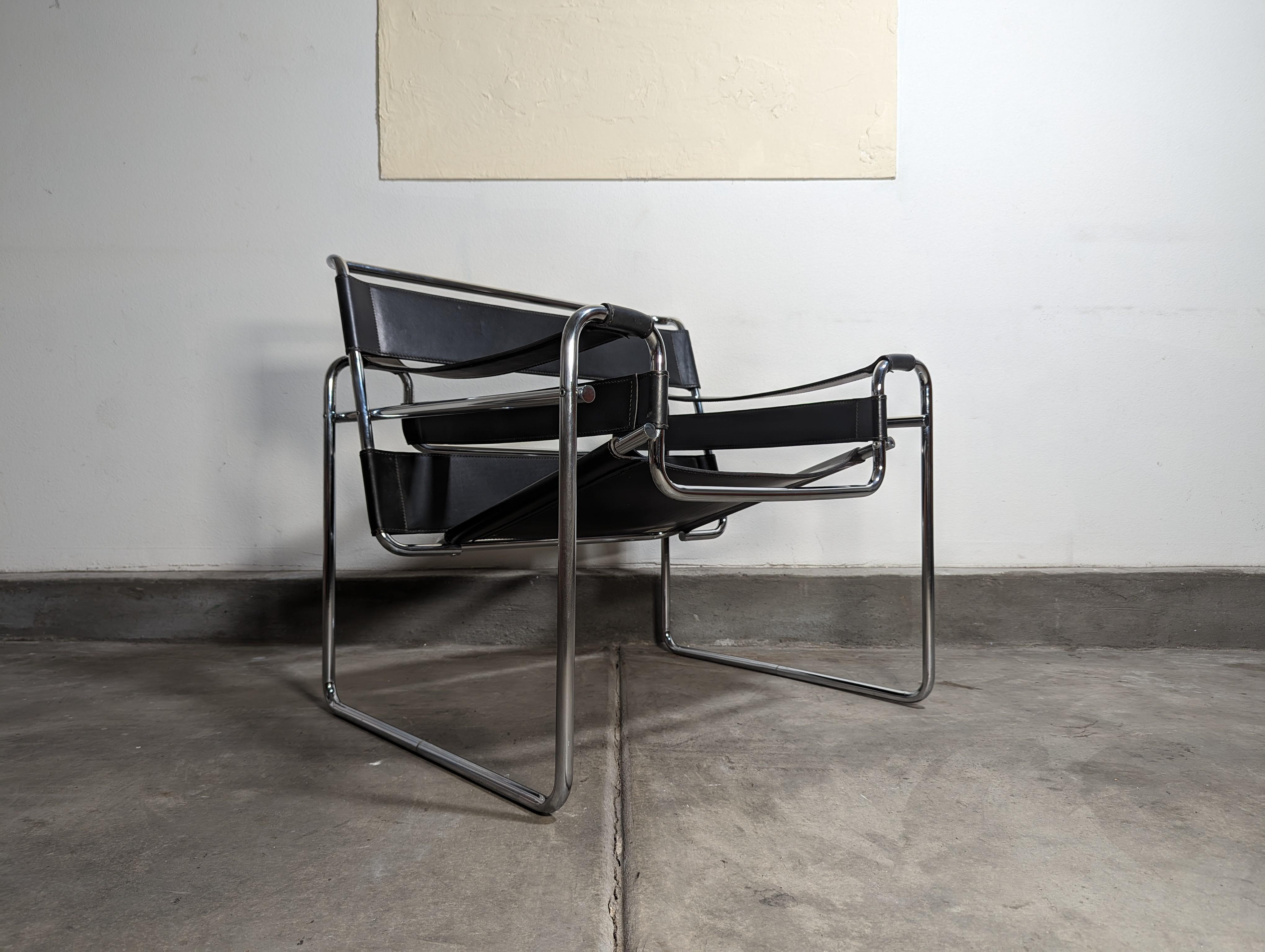Mid Century Modern Chrome and Leather B3 'Wassily' Lounge Chair by Marcel Breuer 3