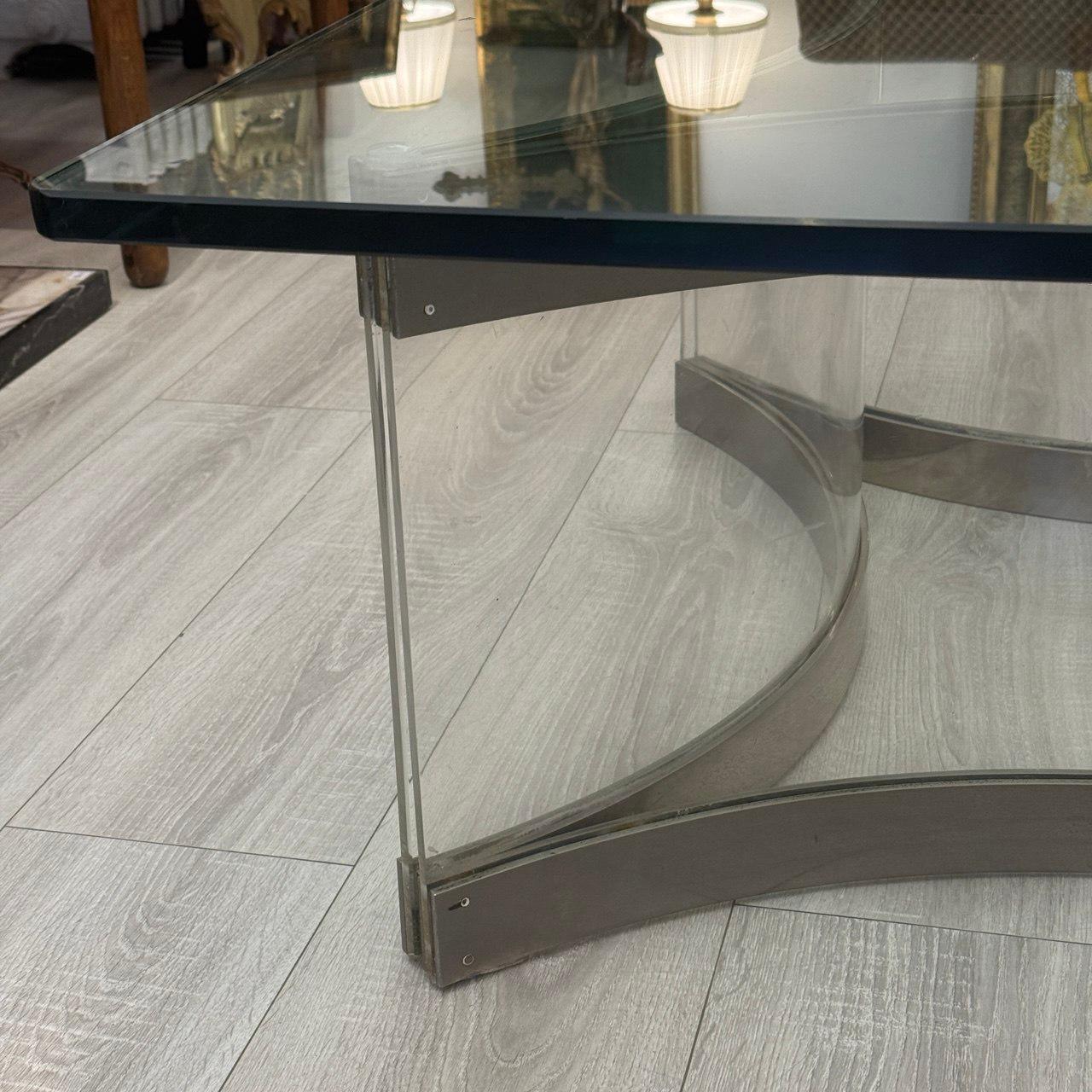 20th Century Mid-Century Modern Chrome and Lucite Coffee Table by Alessandro Albrizzi, 1970 For Sale