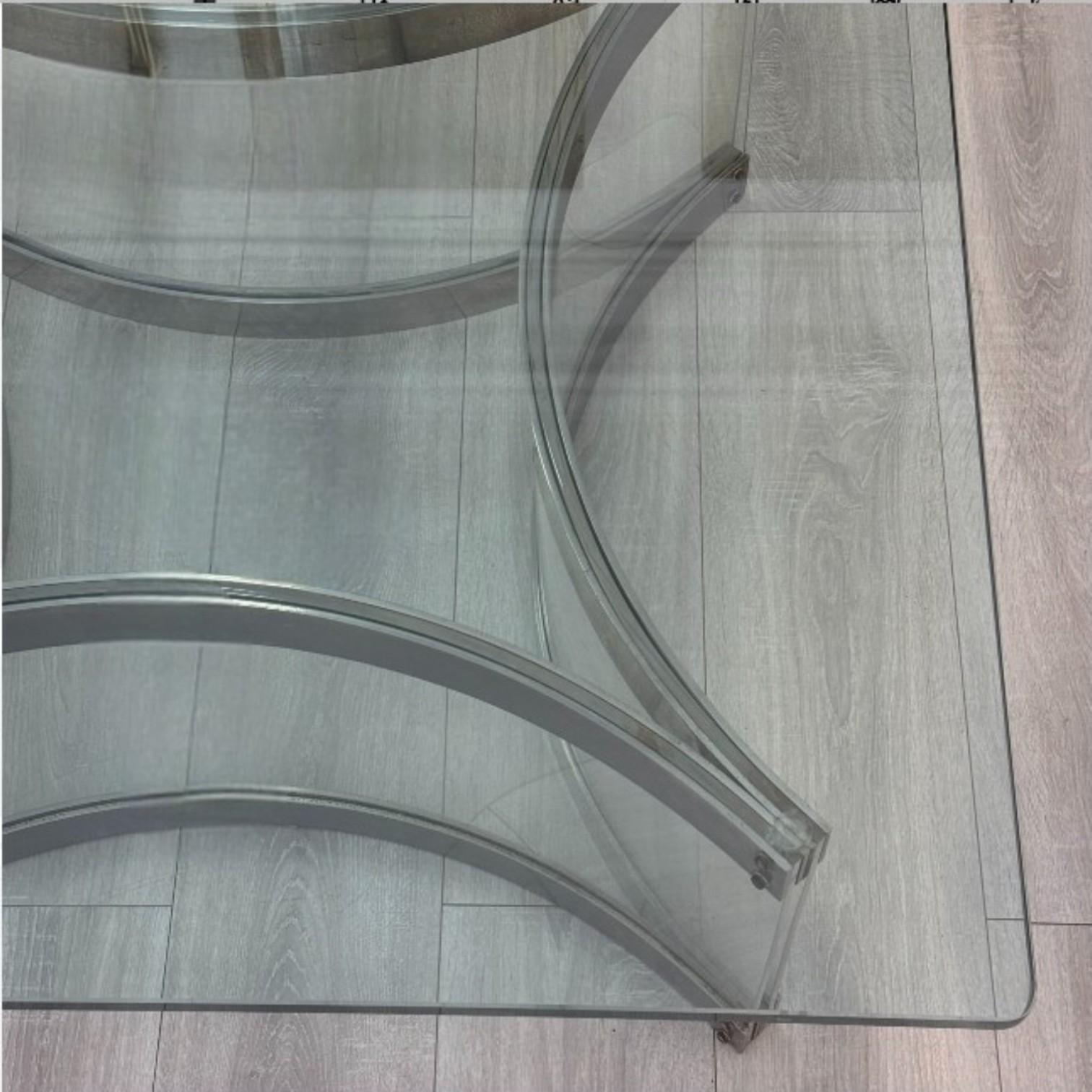 Glass Mid-Century Modern Chrome and Lucite Coffee Table by Alessandro Albrizzi, 1970 For Sale