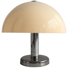 Mid-Century Modern Chrome and Lucite Mushroom Table Lamp, England, circa 1970