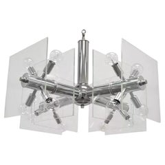 Mid Century Modern Chrome and Lucite Sputnik Orb Chandelier Light Fixture